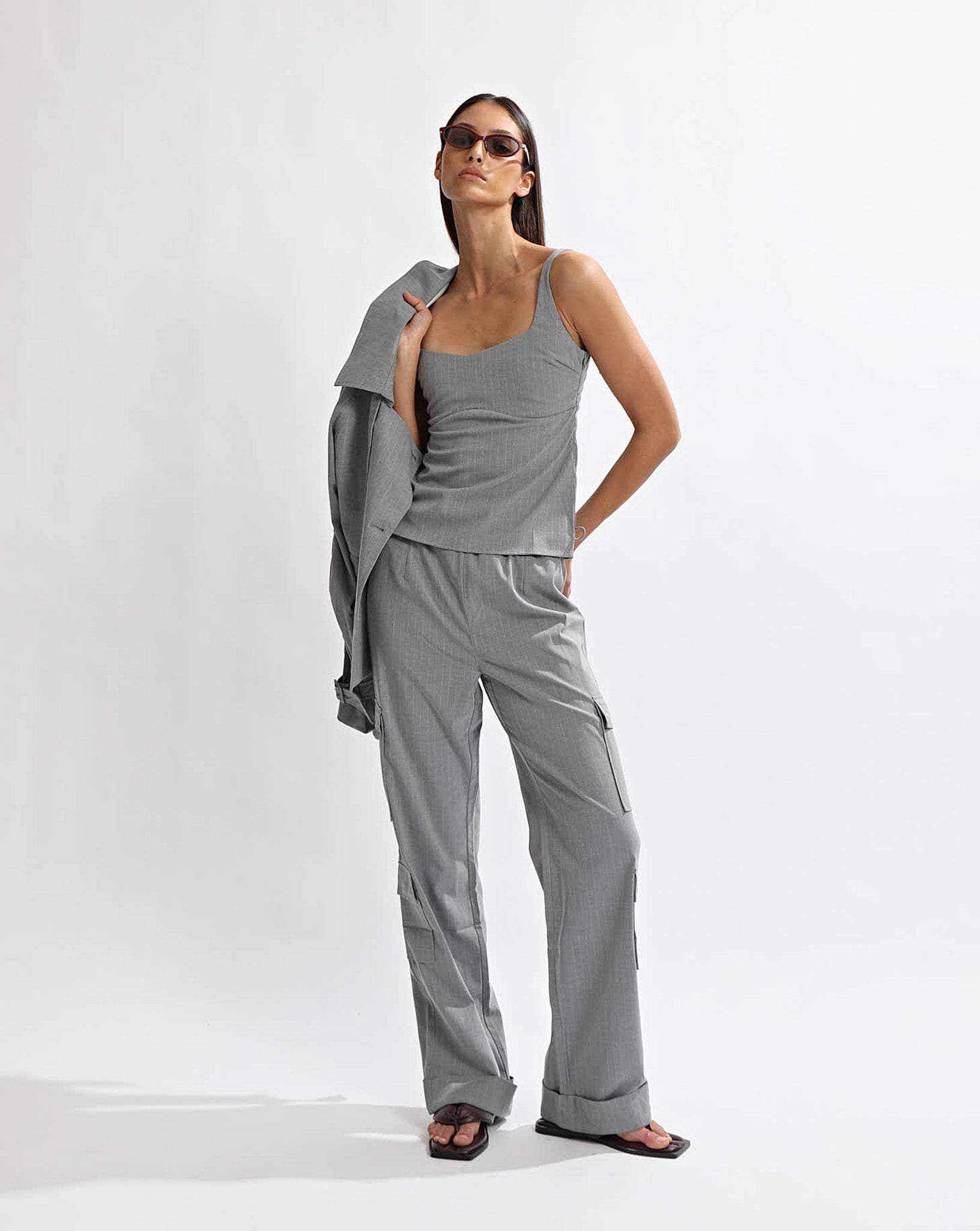 Luca Top Grey Stripe
