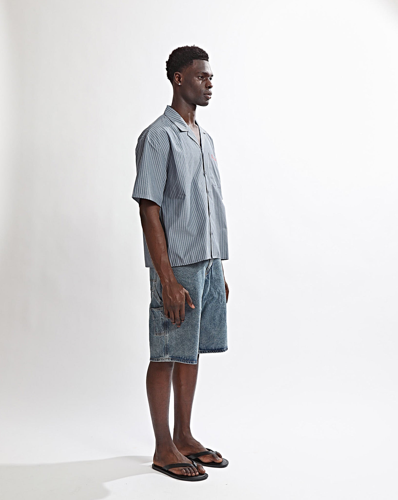 Theo Short Sleeve Shirt Steel Stripe