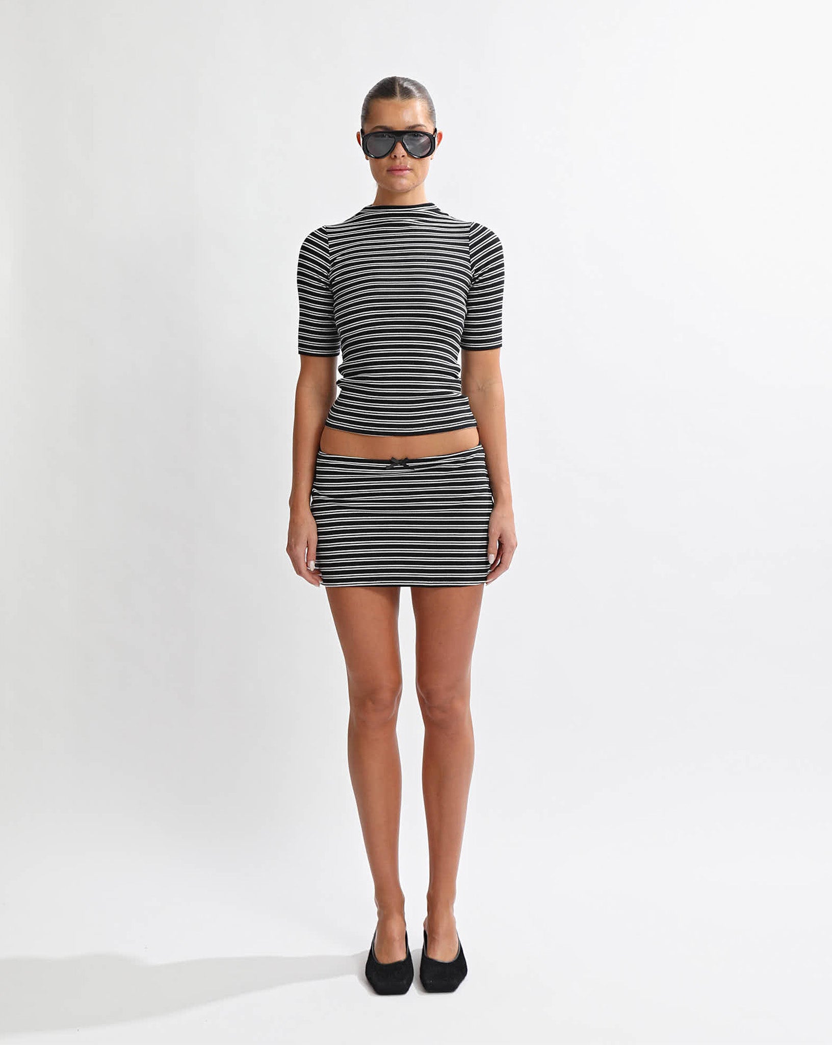 Carolyn Mini Skirt Black/White Stripe