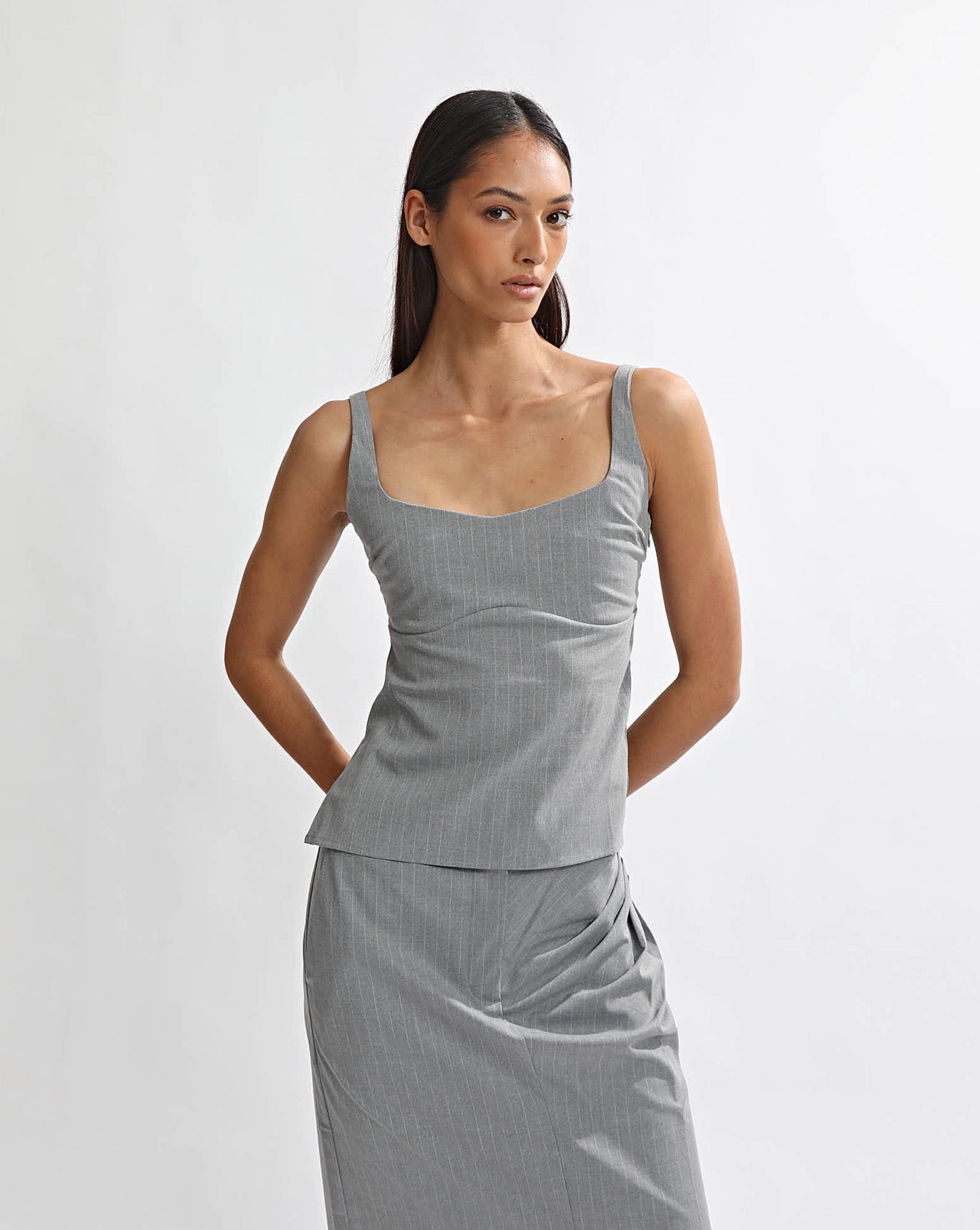 Luca Top Grey Stripe