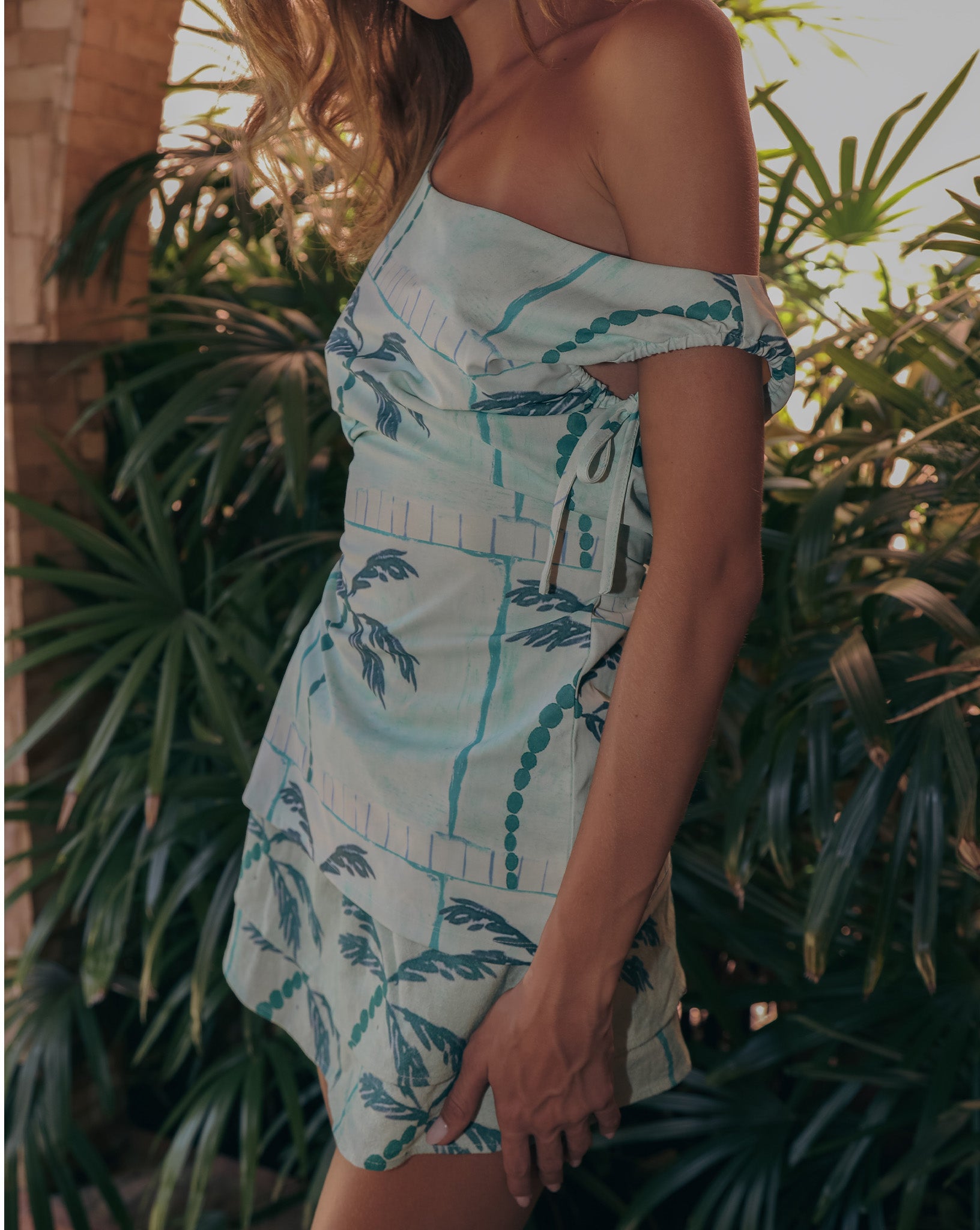 Lani Off Shoulder Top Green Tonic