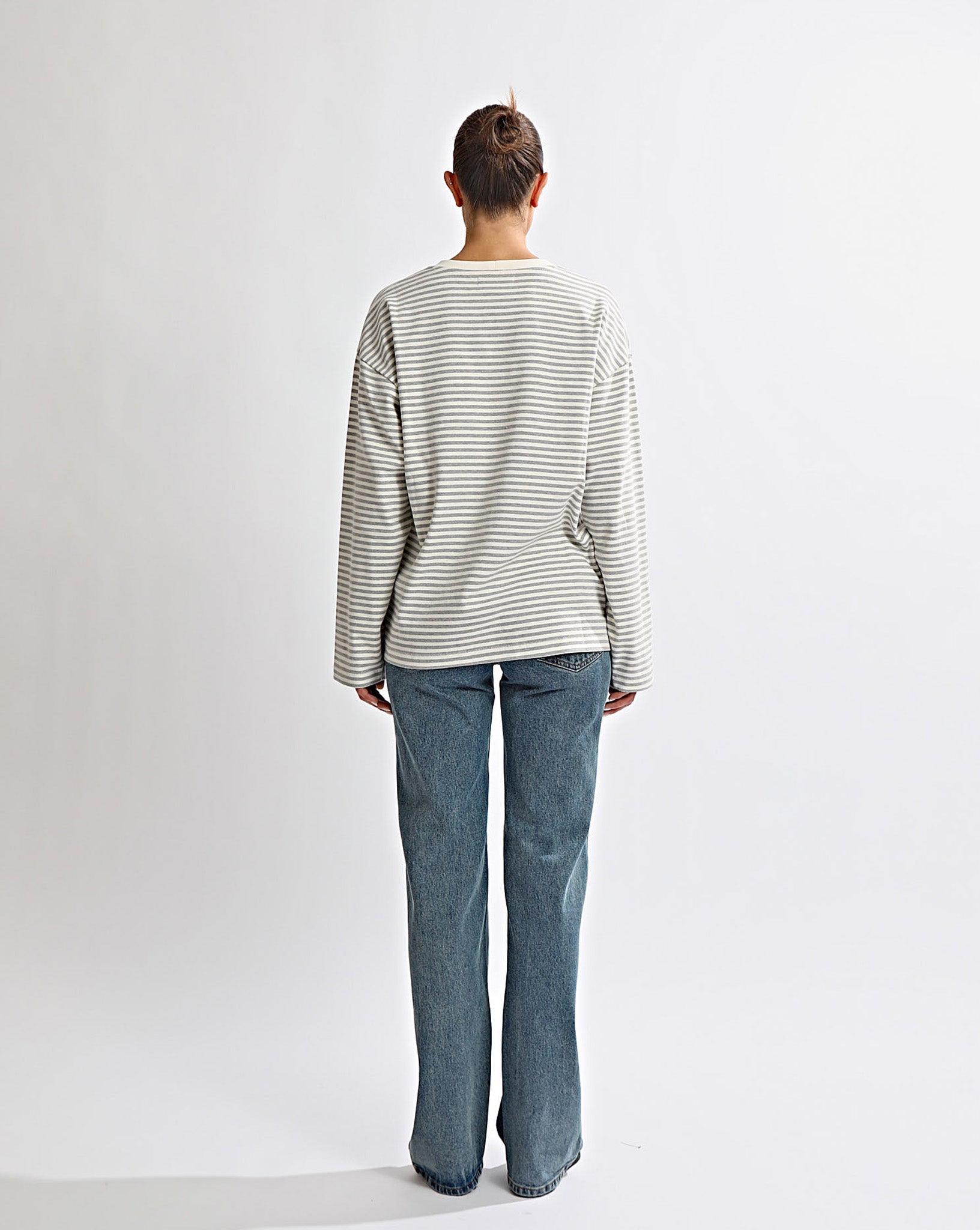 Milan Long Sleeve Top Grey/White