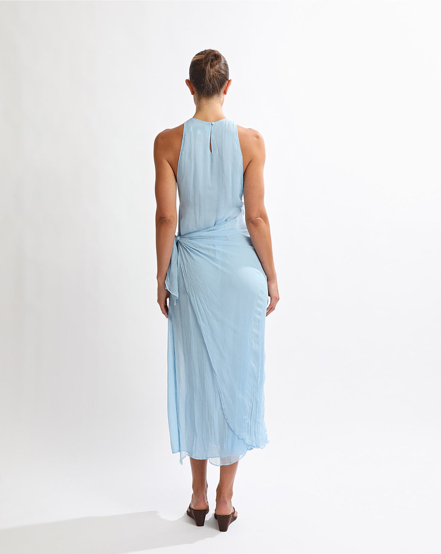 Suri Wrap Maxi Dress Light Blue – One Mile The Label Suri Wrap Maxi Dress Light Blue – One Mile The Label