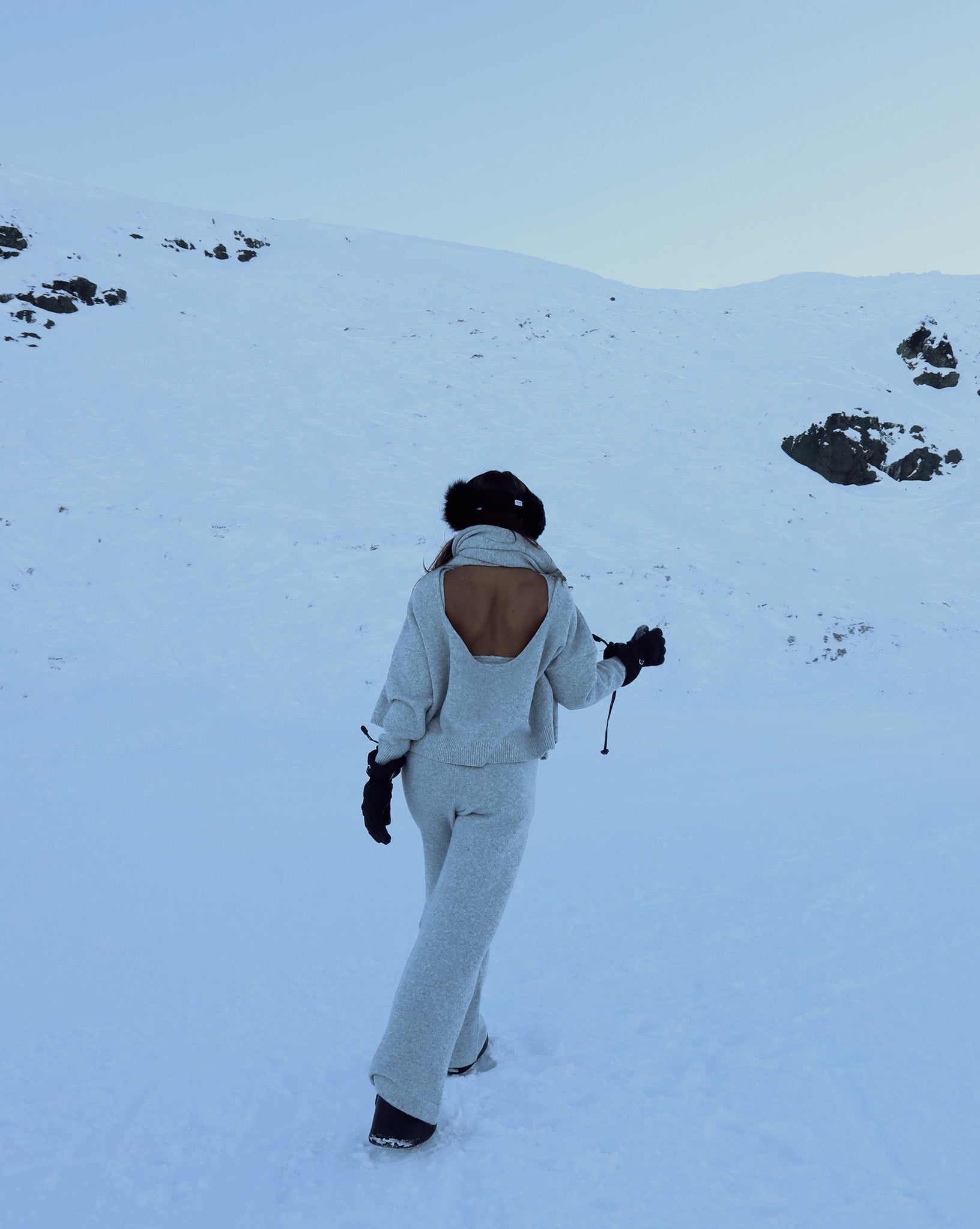 Leo Knit Backless Jumper Grey Marl