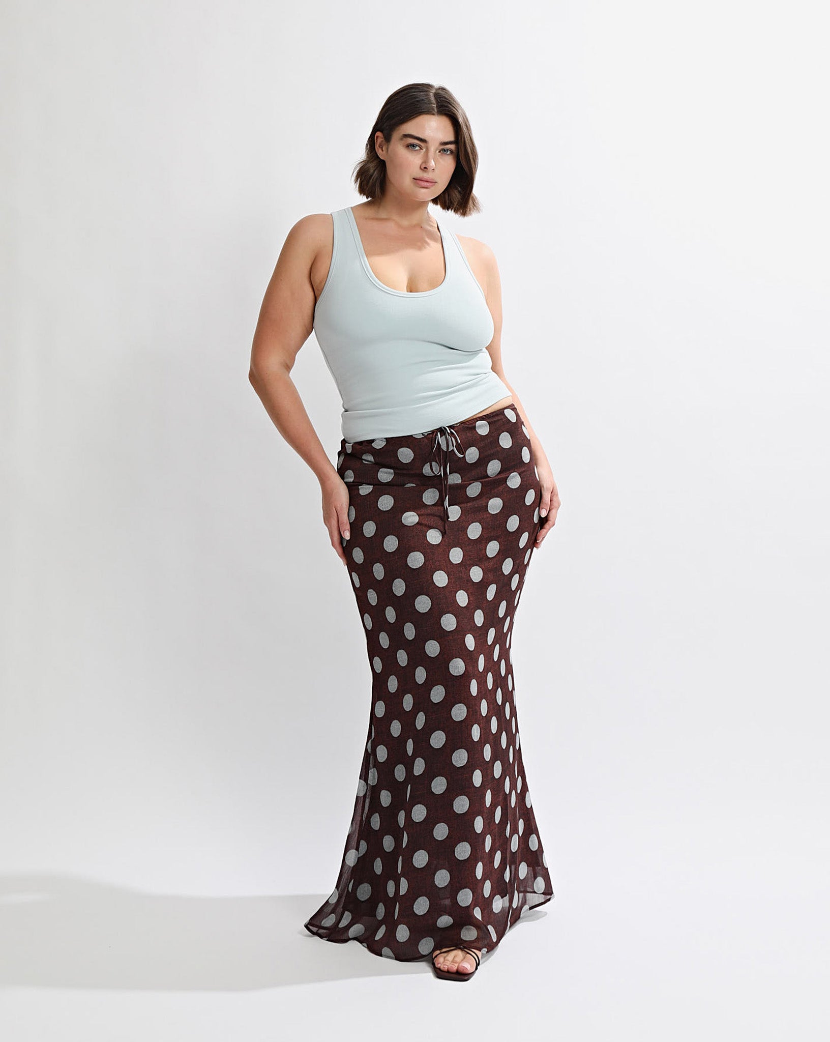 Suri Maxi Skirt Brown/Blue Polka
