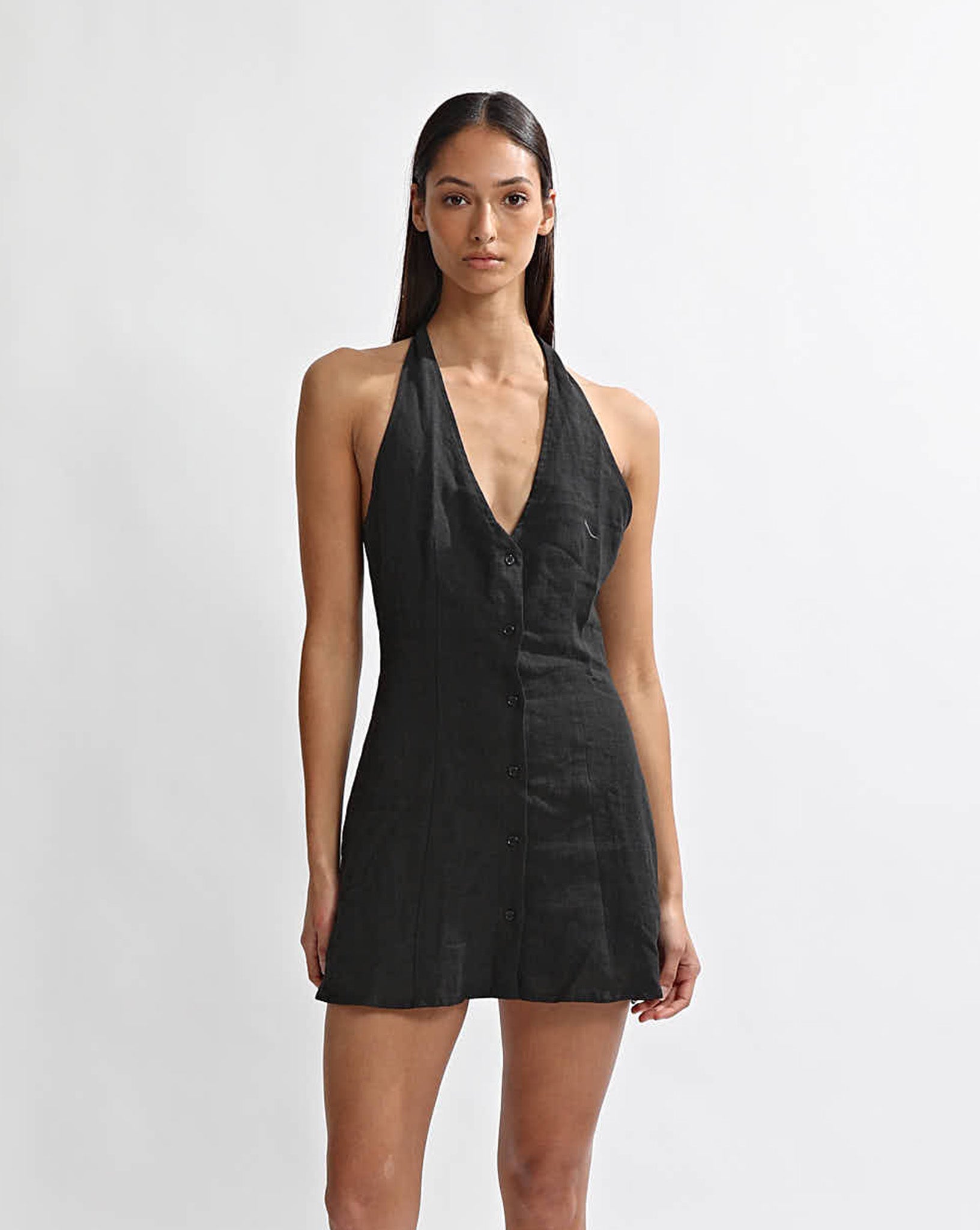Tia Halter Mini Dress Black