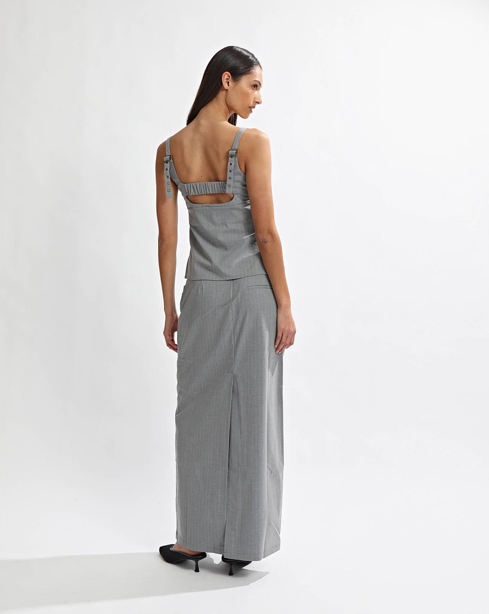 Luca Maxi Skirt Grey Stripe