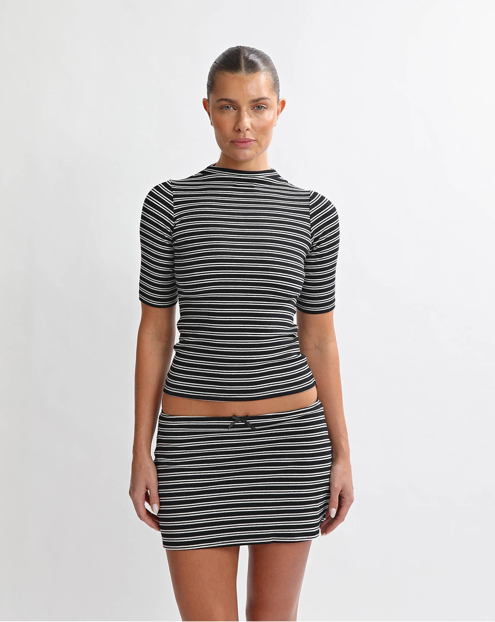 Carolyn Mini Skirt Black/White Stripe