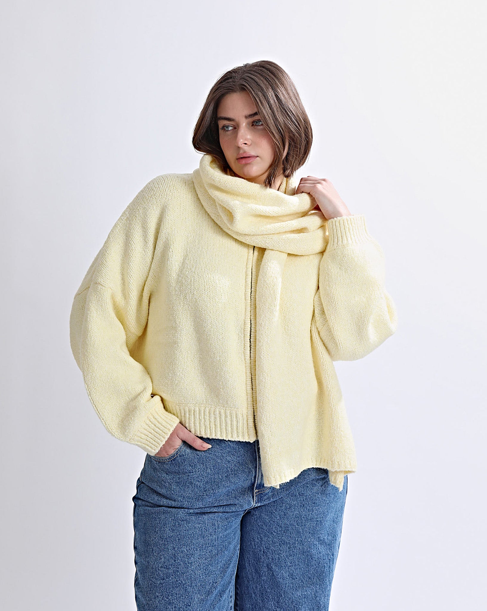 Elliot Knit Scarf Pale Yellow