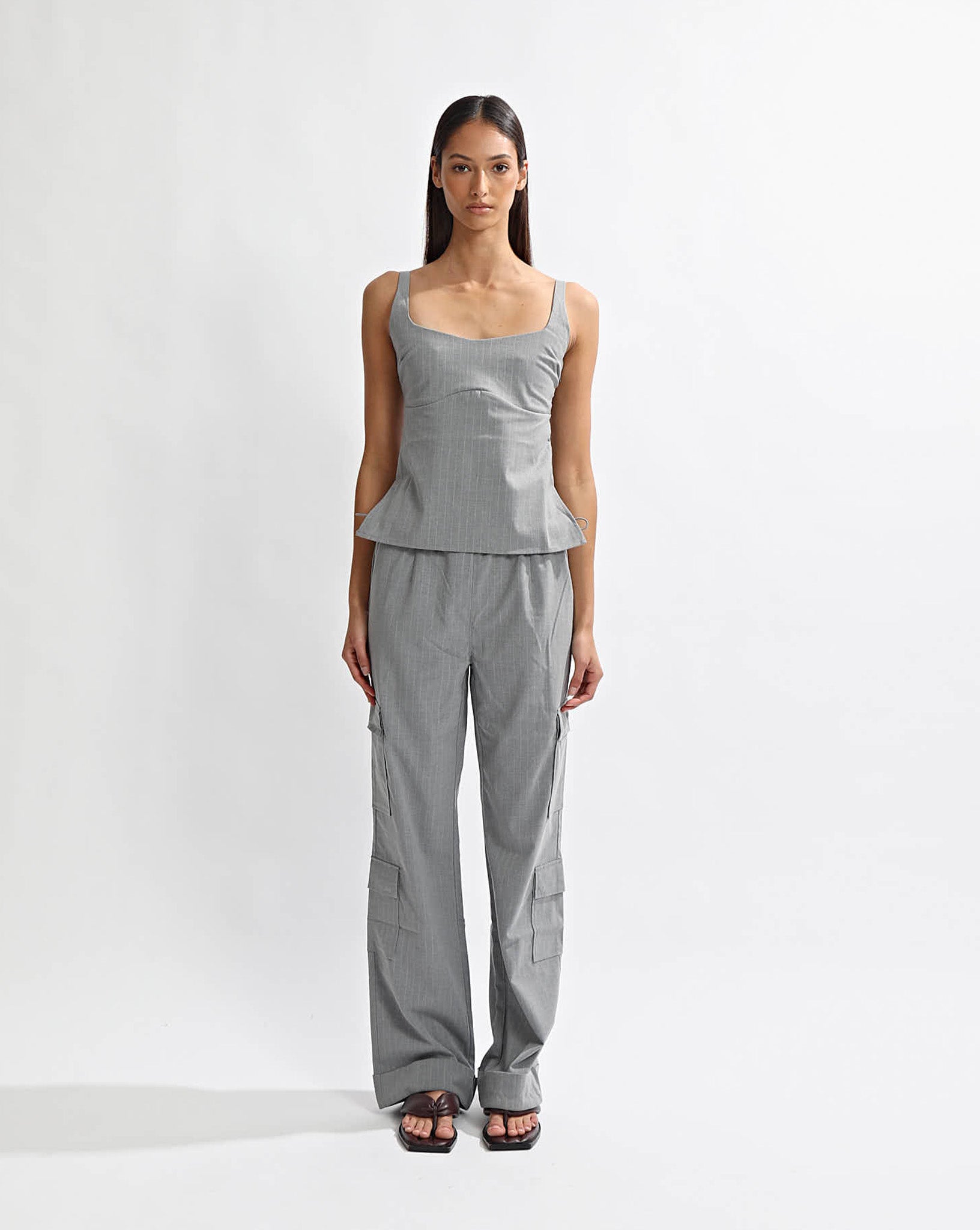 Luca Top Grey Stripe
