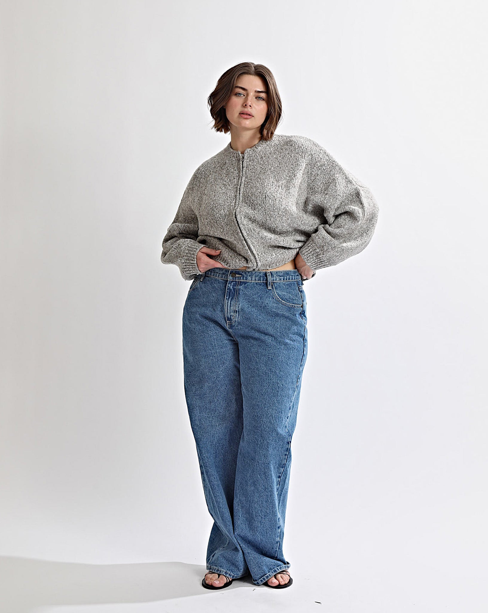 Elliot Knit Zip Jumper Grey Marl