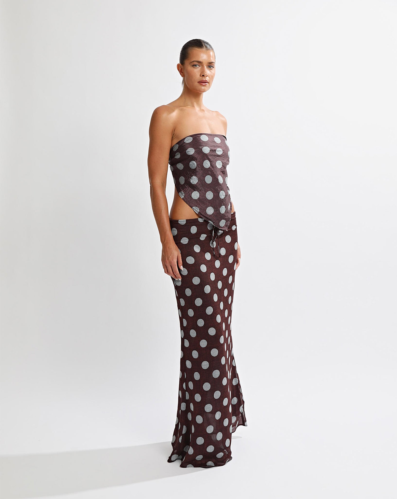 Suri Scarf Brown/Blue Polka