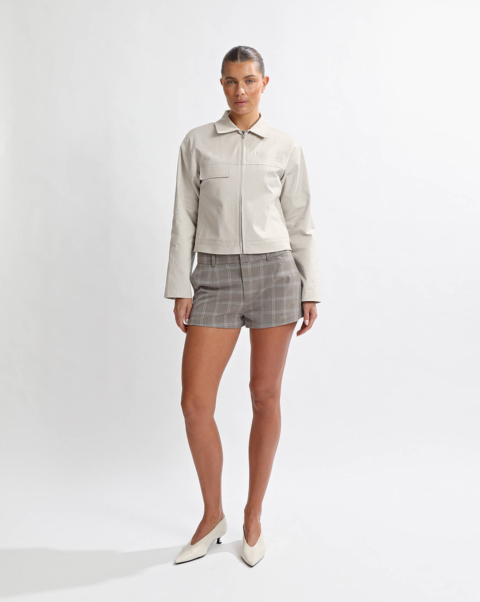 Georgie Zip Jacket Almond/Check