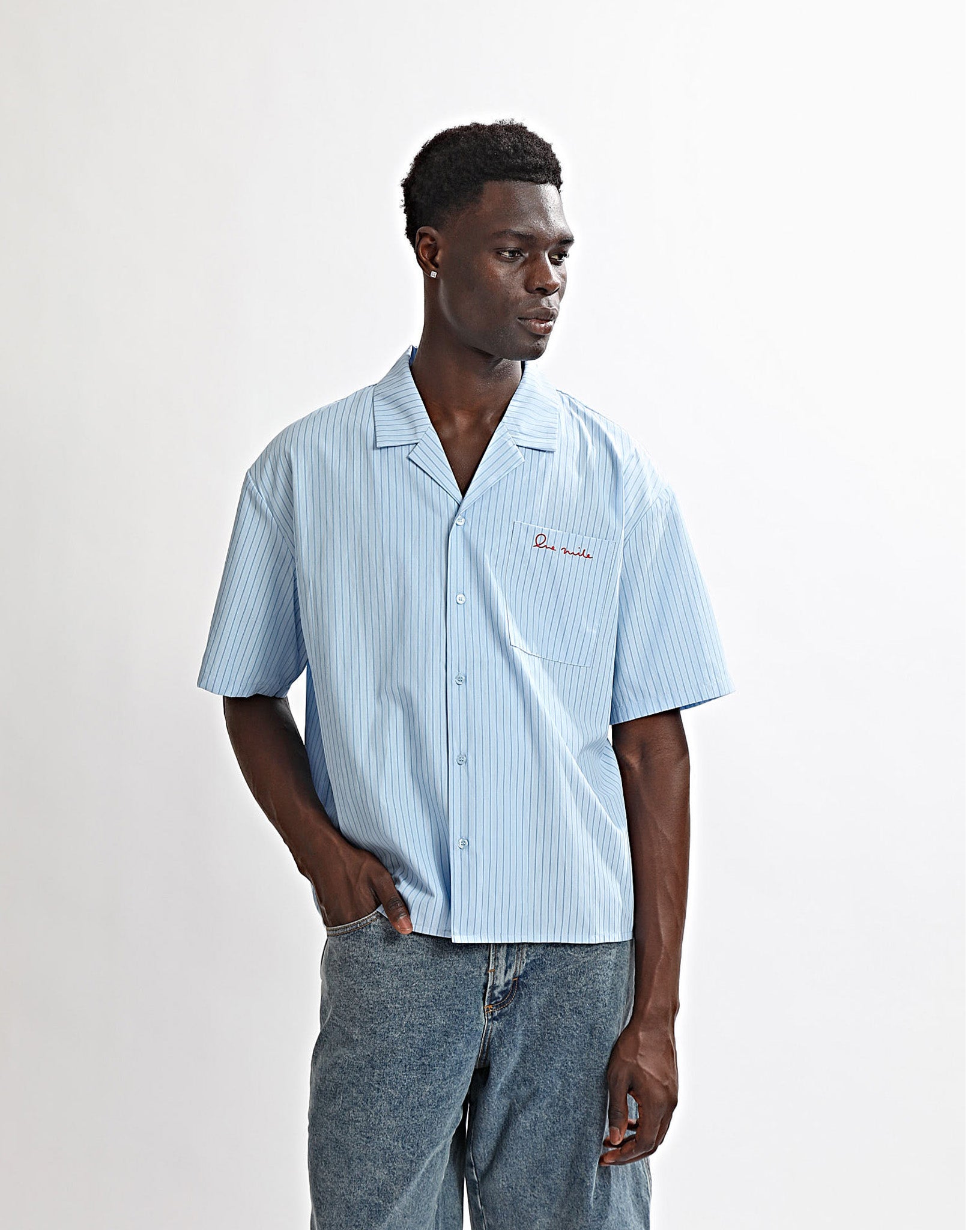 Theo Short Sleeve Shirt Blue Stripe