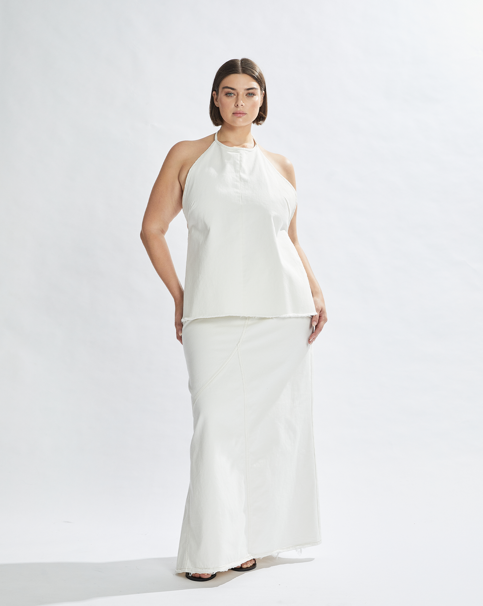 Harley Denim Halter Top White