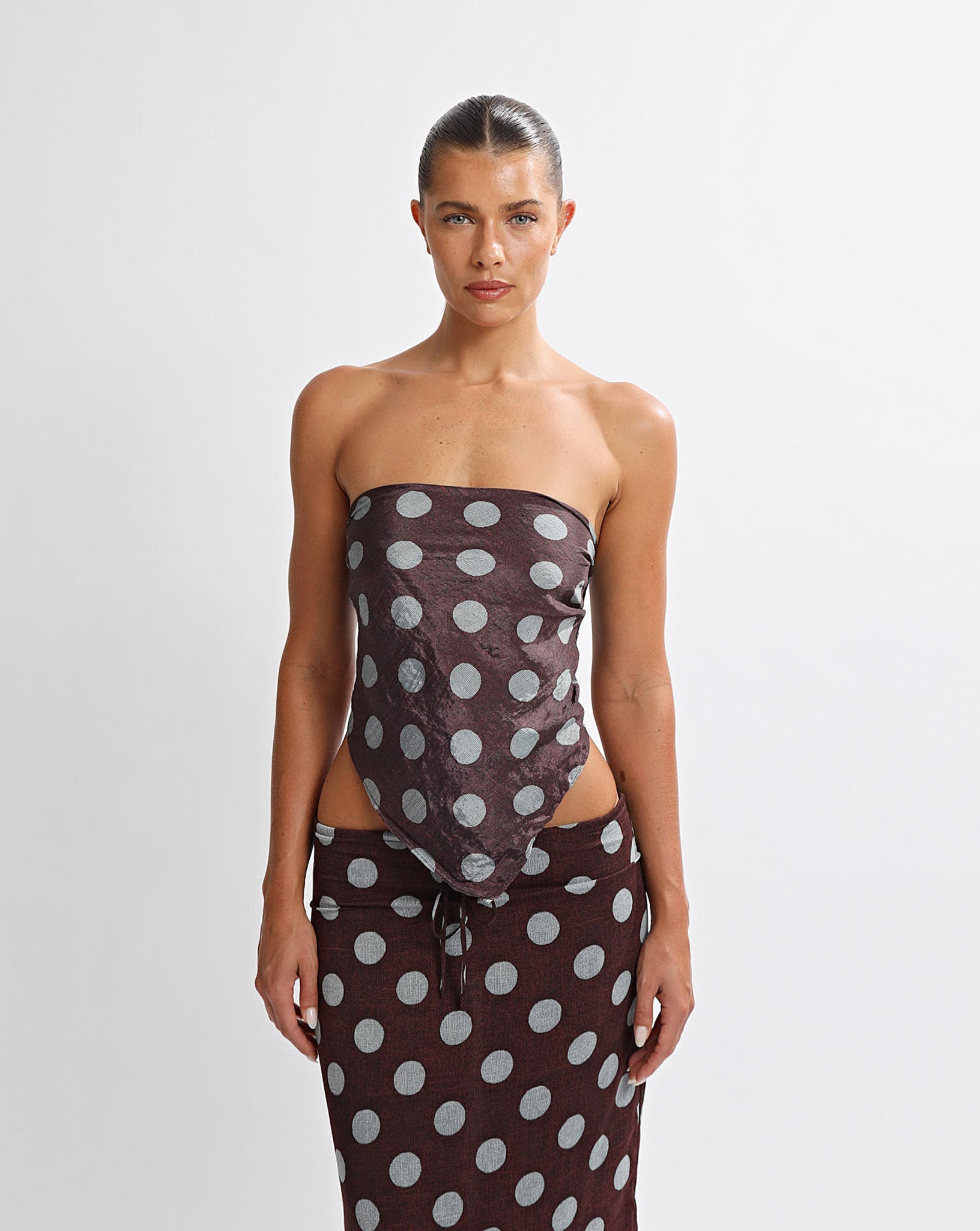 Suri Scarf Brown/Blue Polka