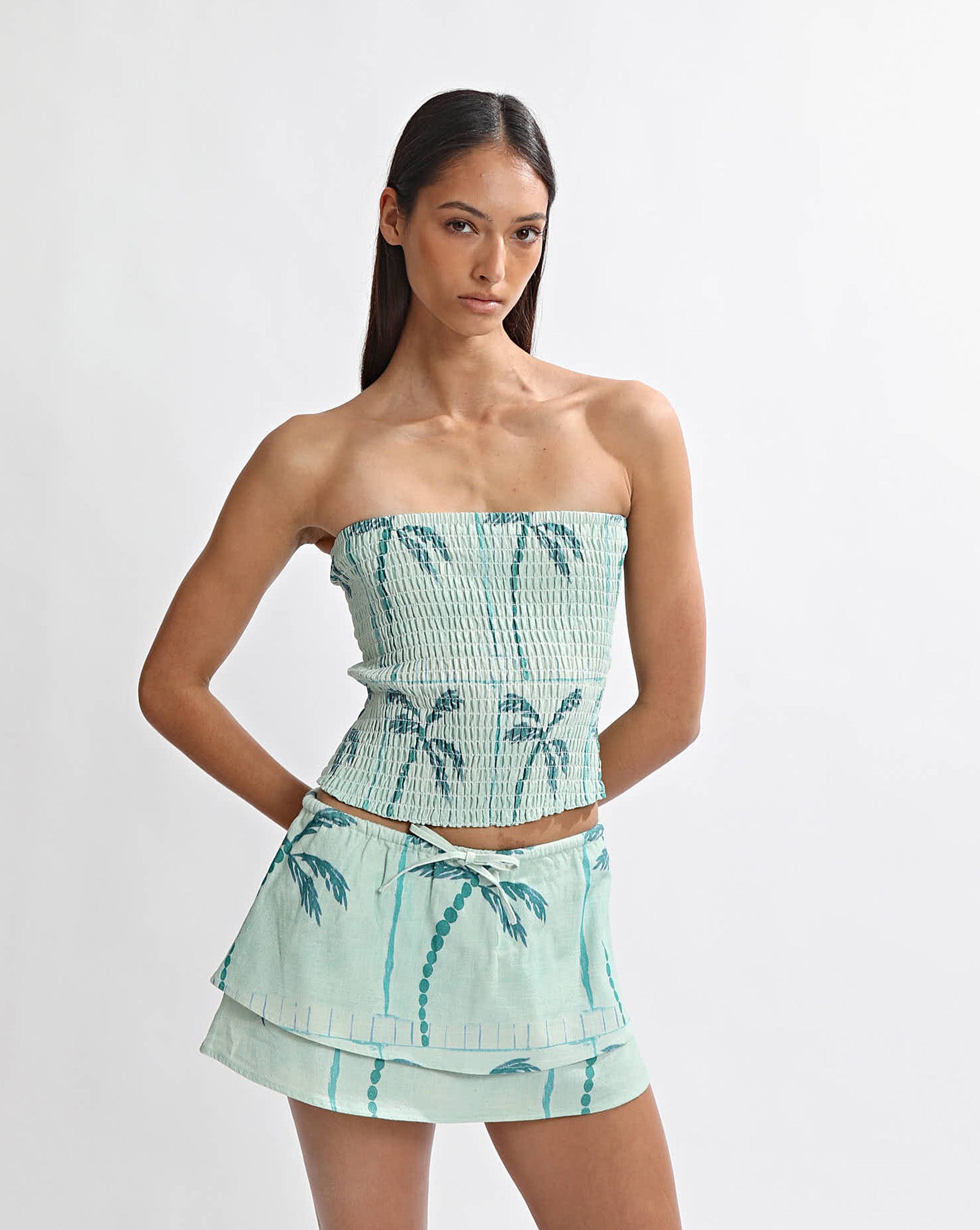 Lola Strapless Top Green Tonic