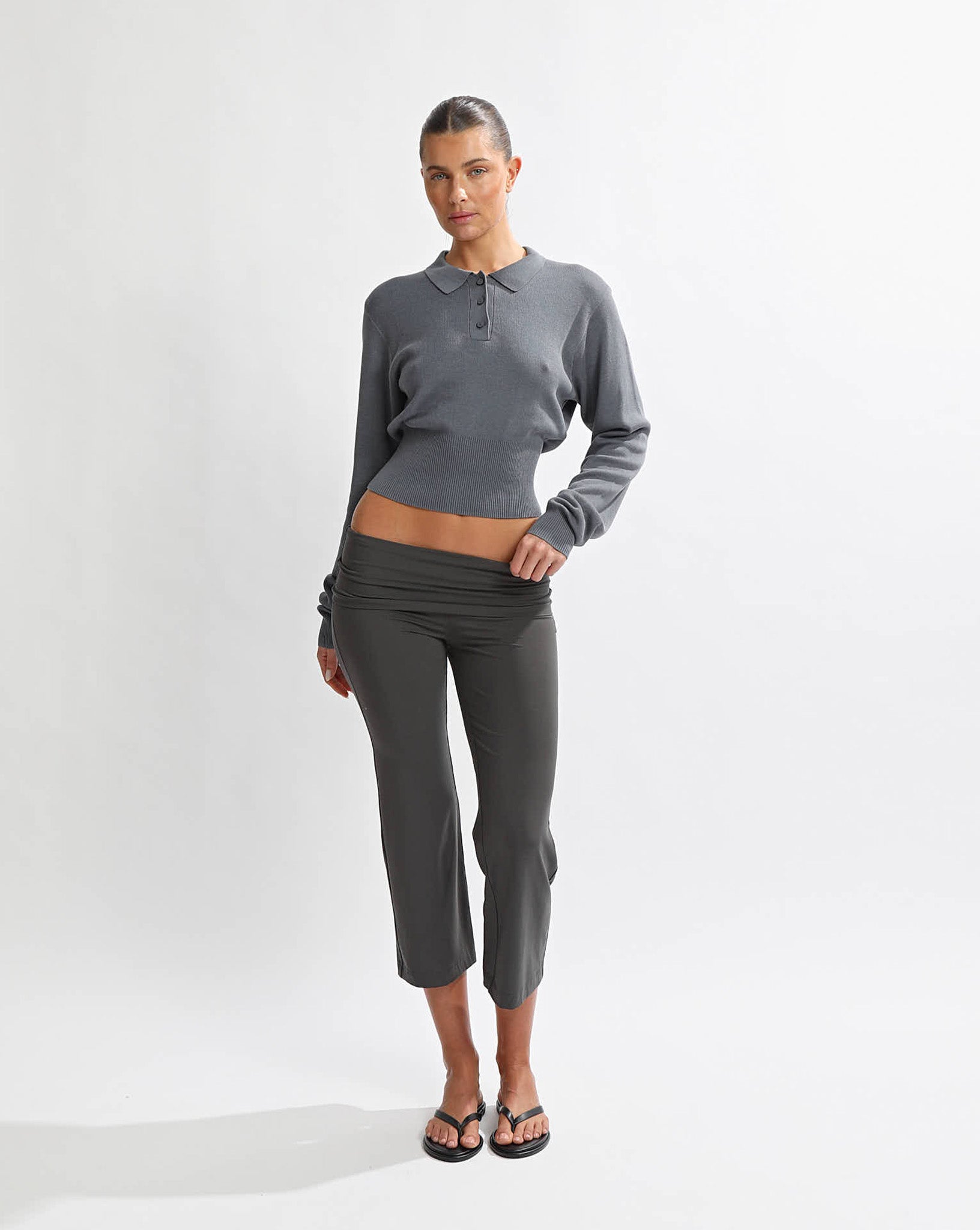 Marlow Fold Over Capris Slate