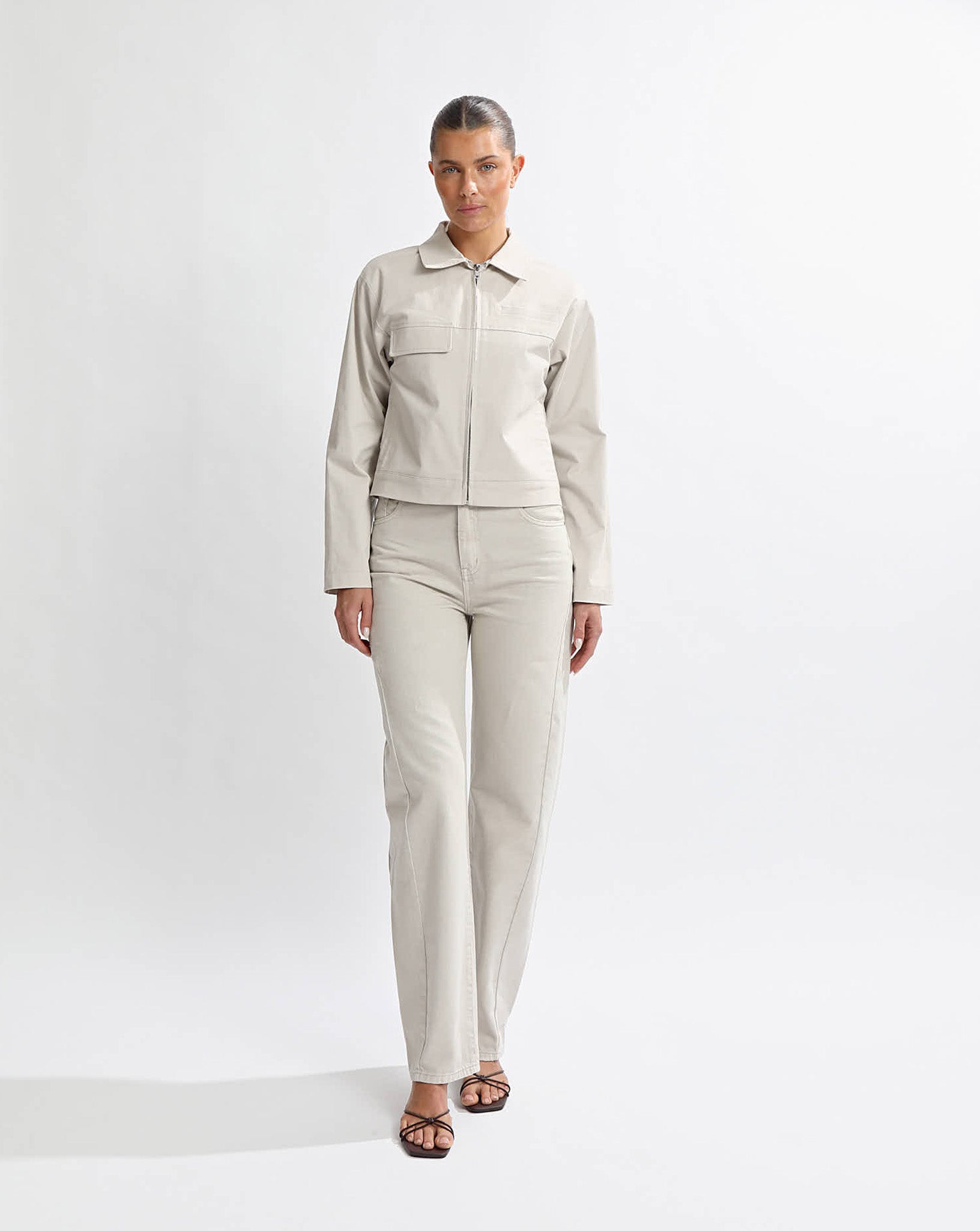 Georgie Zip Jacket Almond/Check