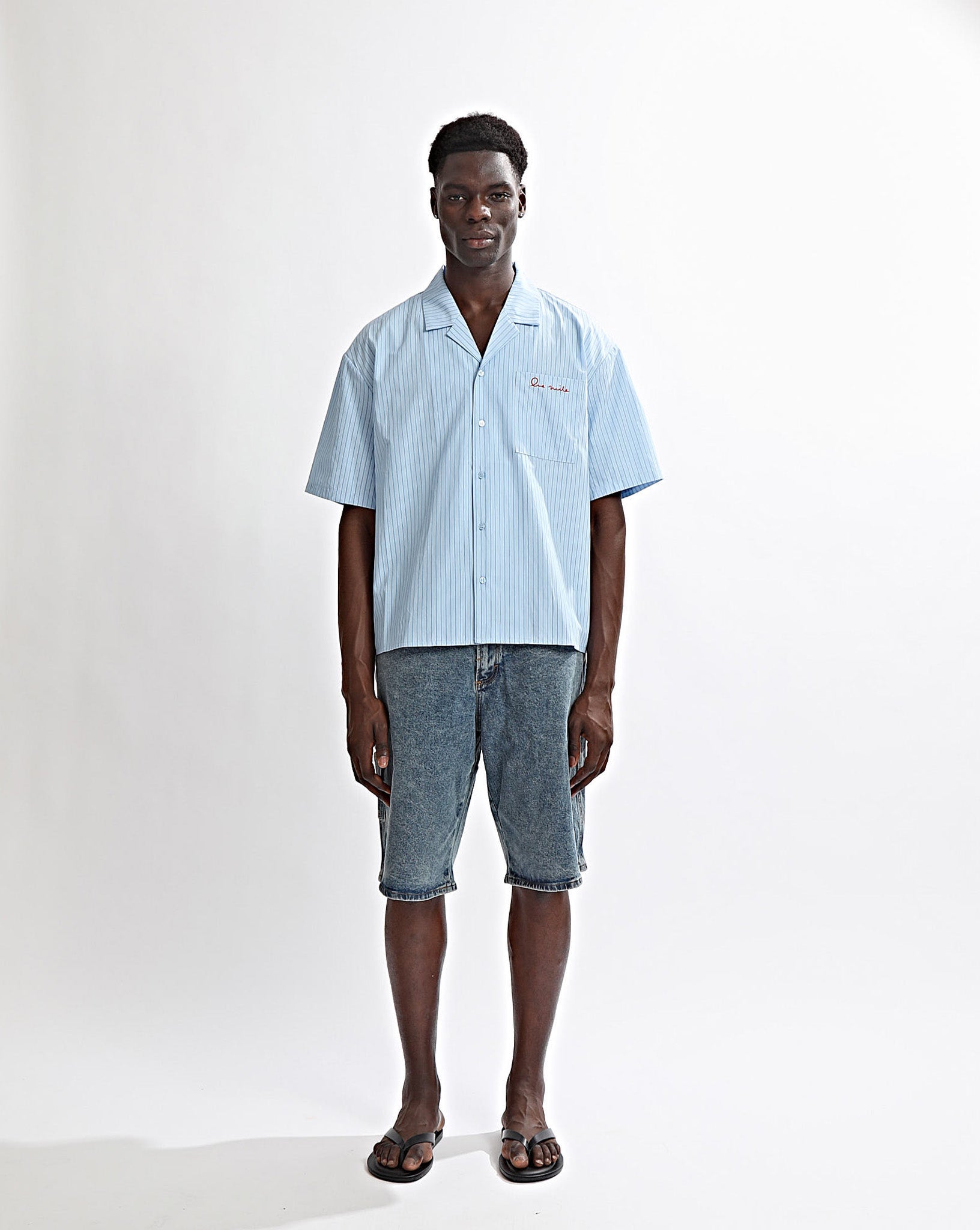 Theo Short Sleeve Shirt Blue Stripe