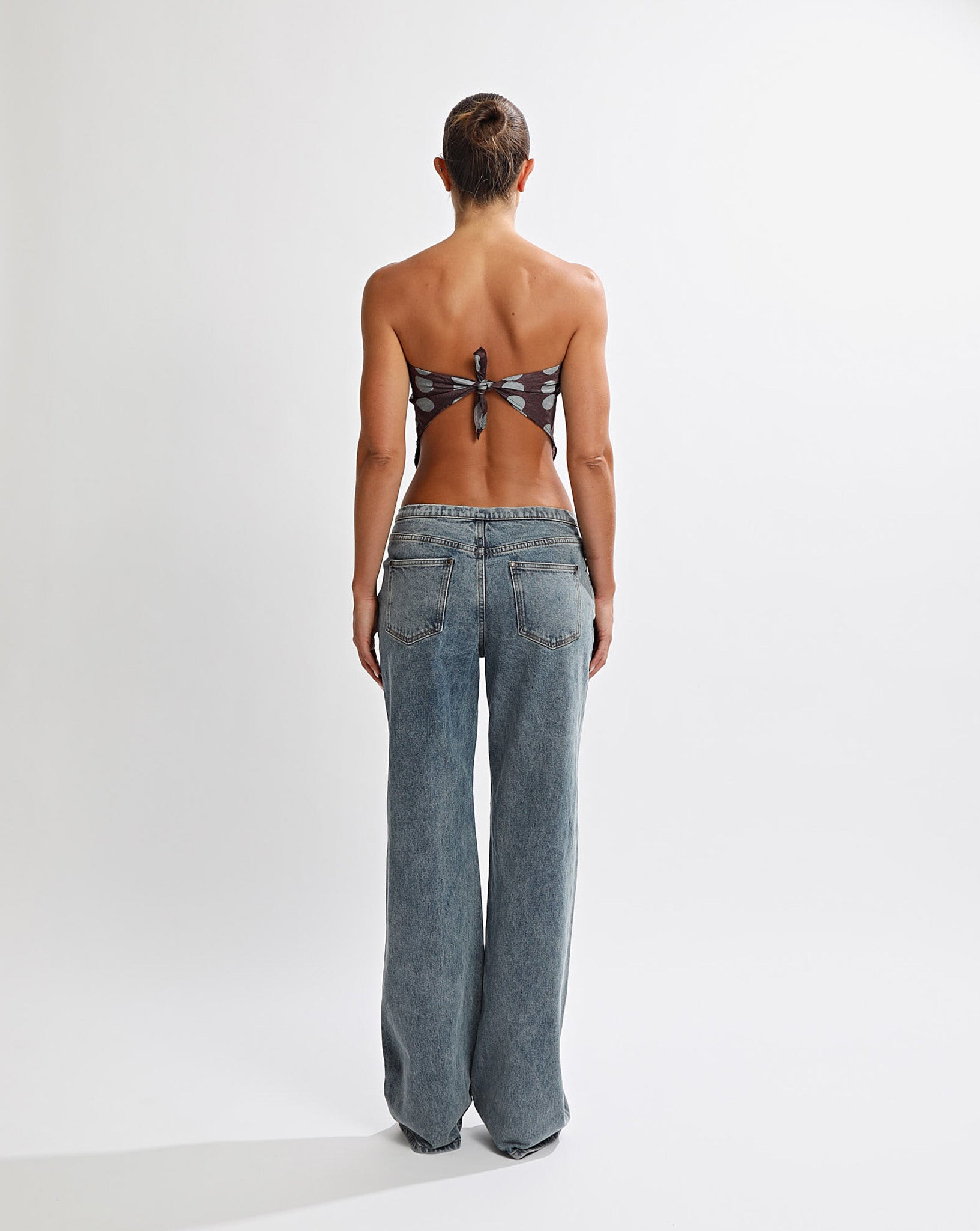 Suri Scarf Brown/Blue Polka