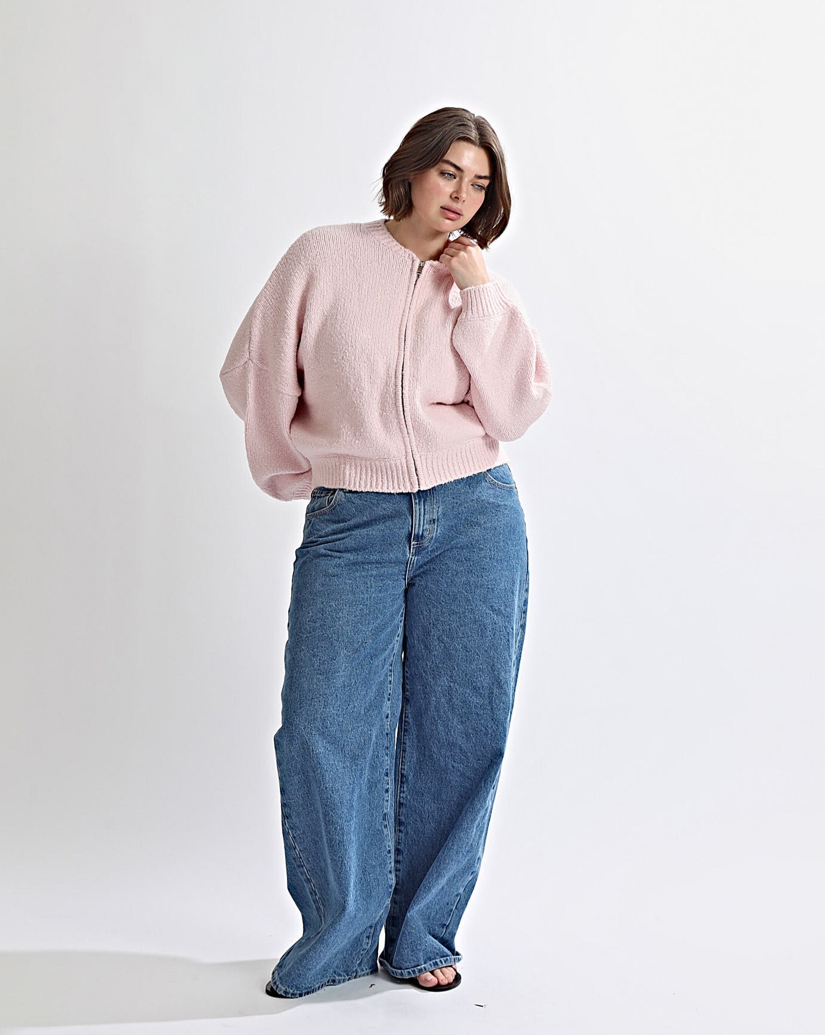 Elliot Knit Zip Jumper Pink