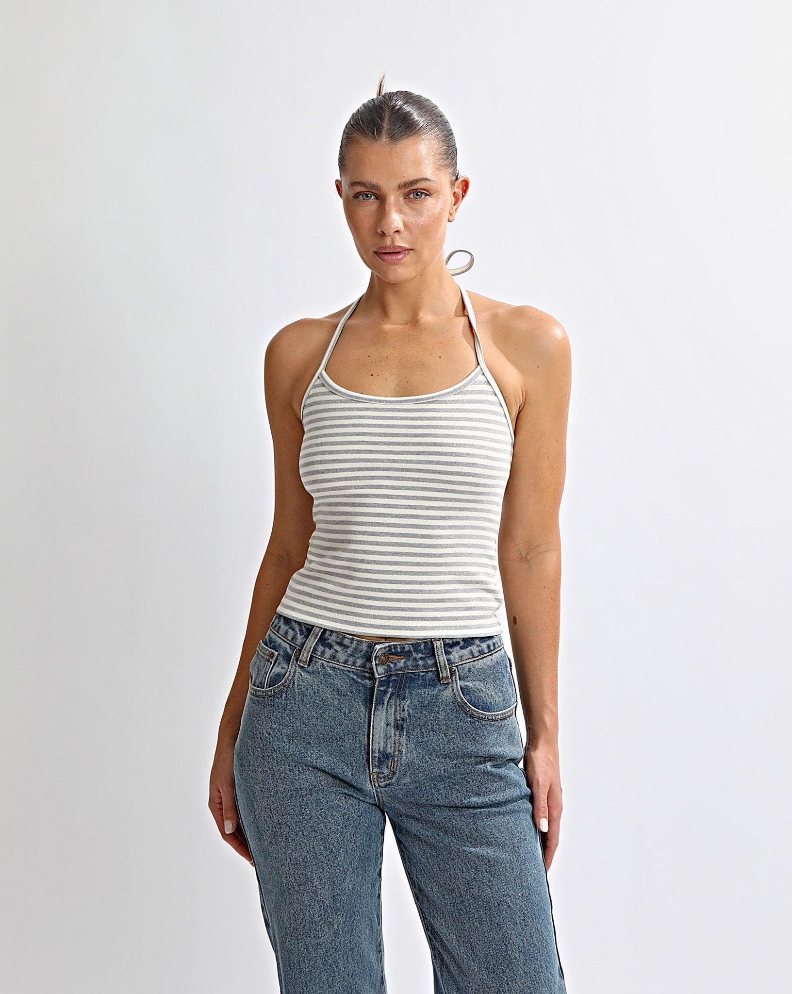 Milan Halter Tank Grey/White