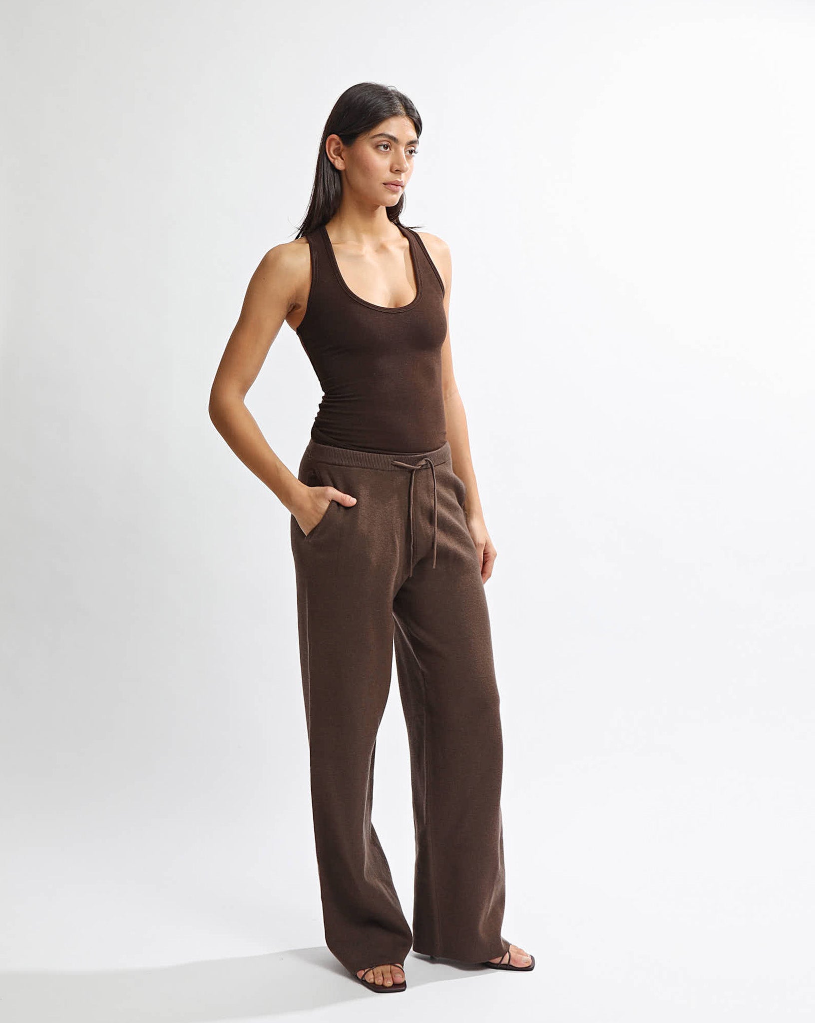 Dion Knit Pants Chocolate Cropped