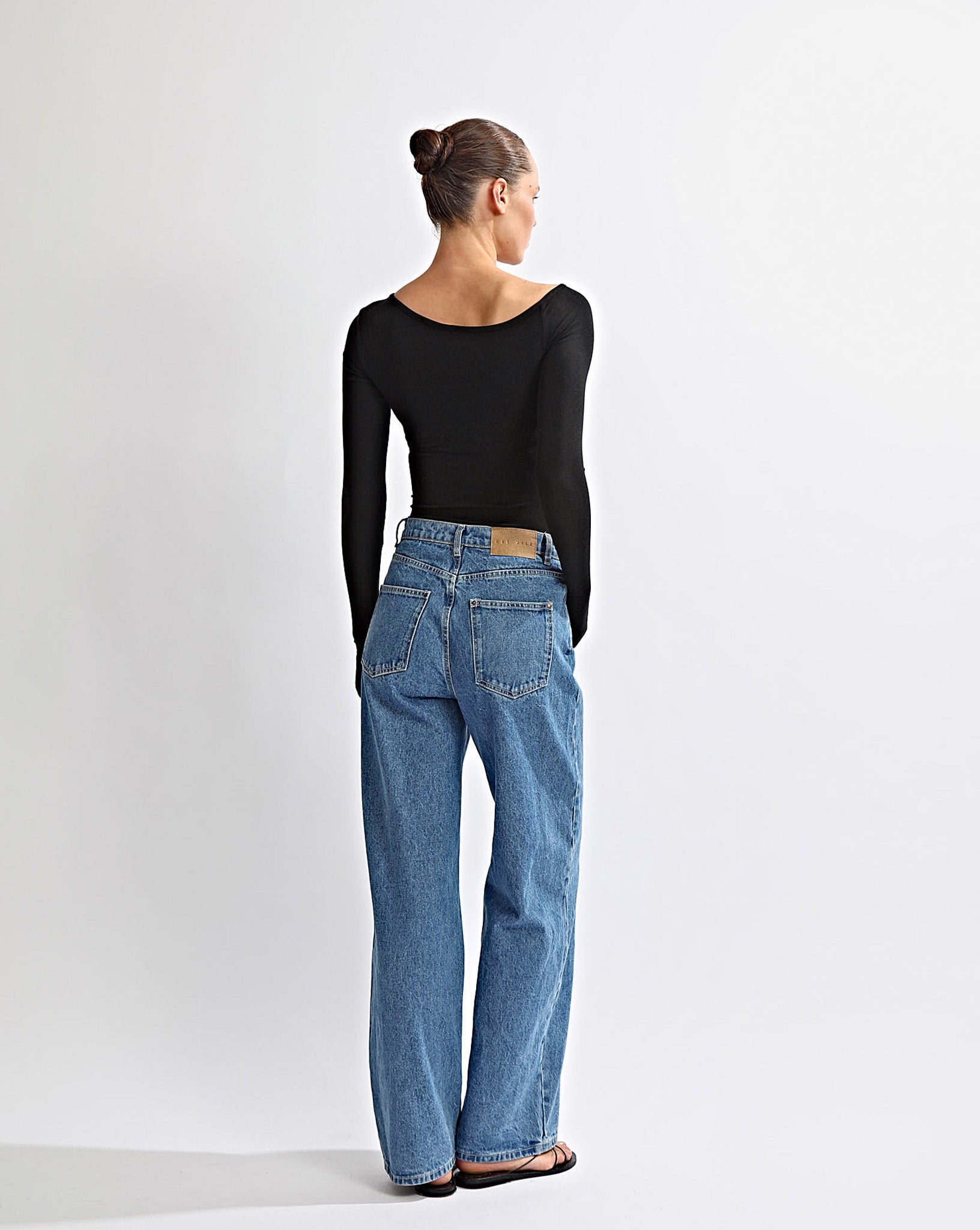 Amelia Asym Long Sleeve Top Black