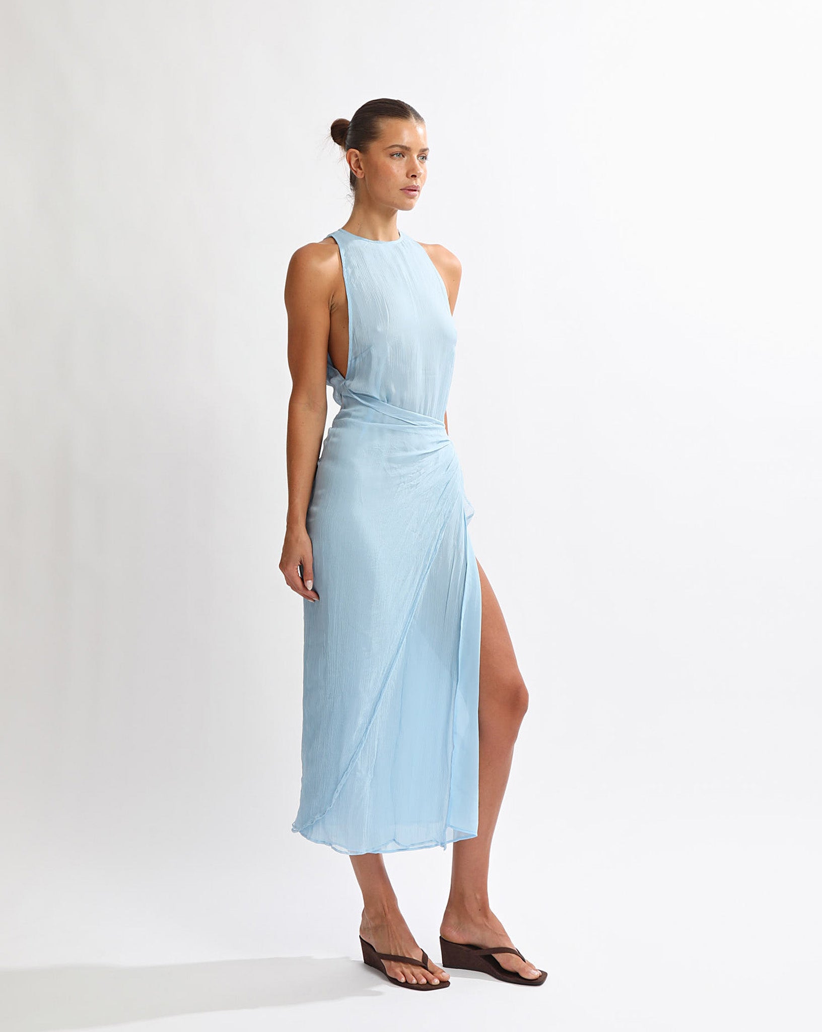 Suri Wrap Maxi Dress Light Blue
