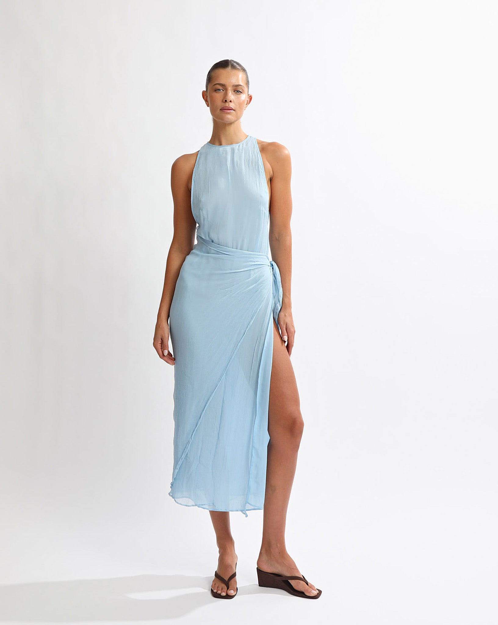 Suri Wrap Maxi Dress Light Blue
