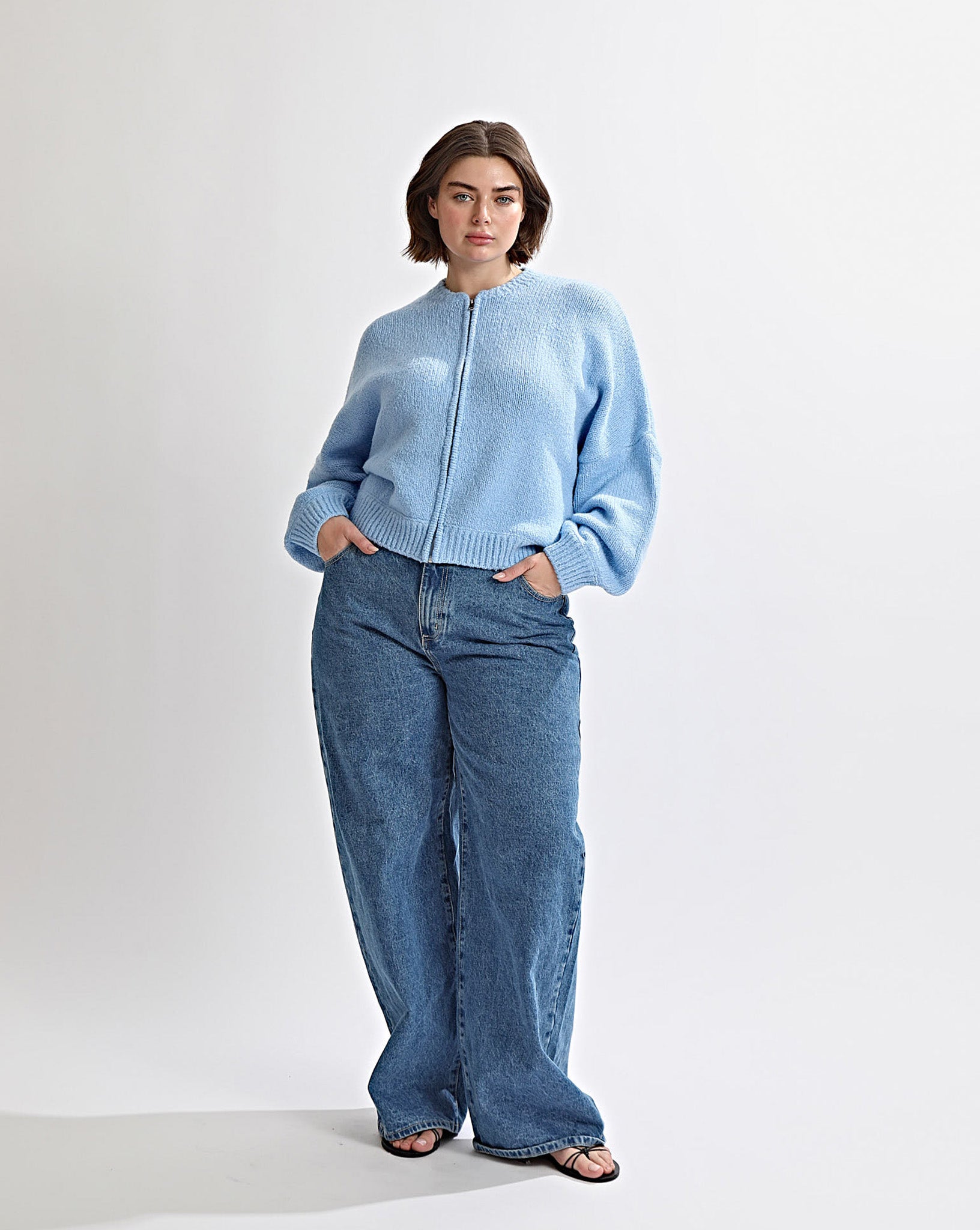 Elliot Knit Zip Jumper Blue