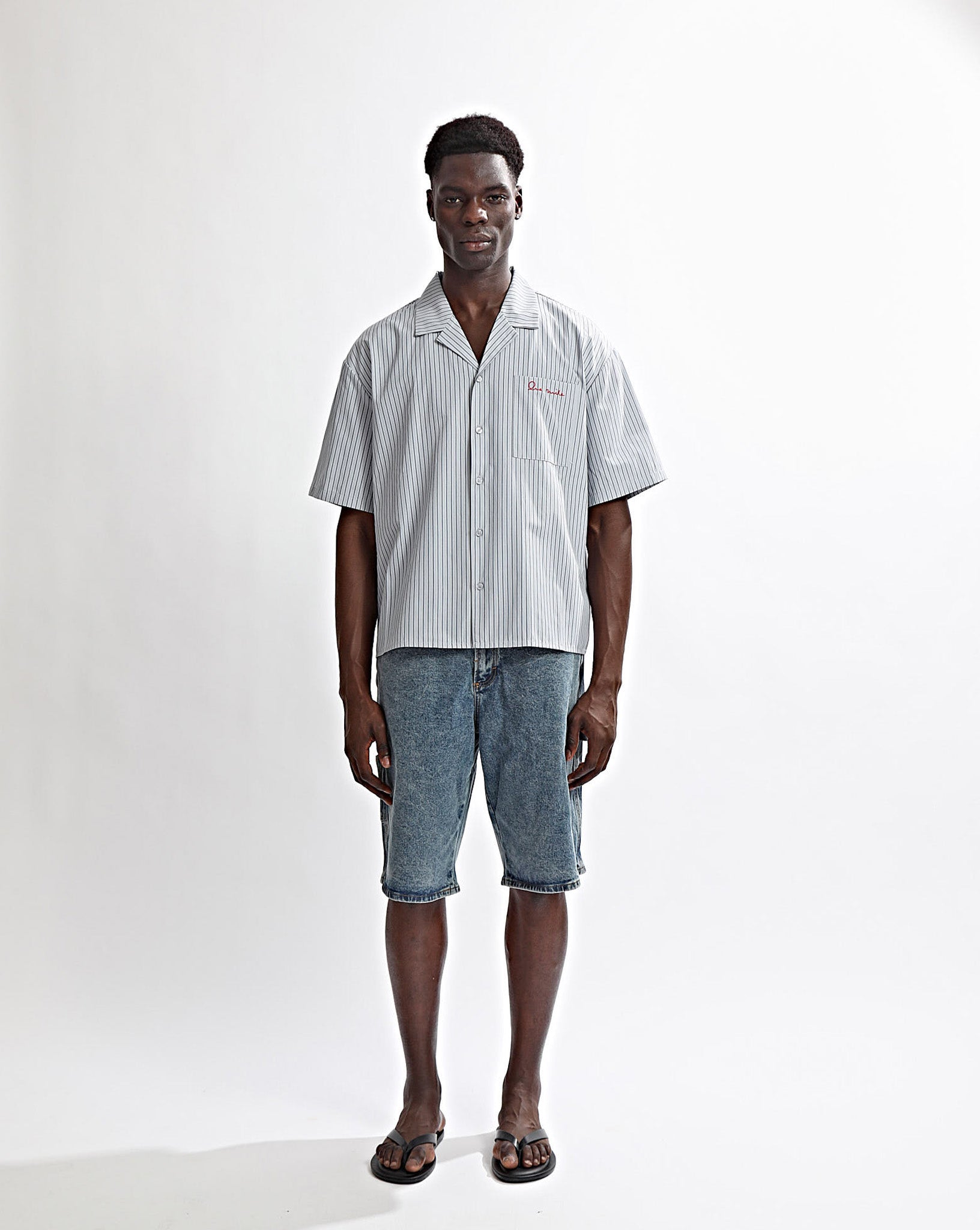 Theo Short Sleeve Shirt Grey Stripe