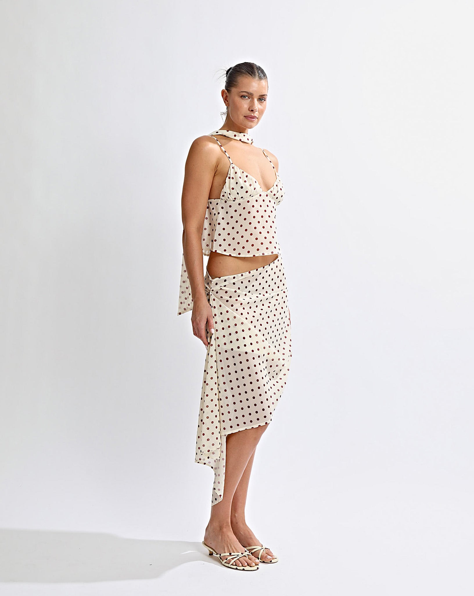 Adriana Sheer Skirt Yellow Polka