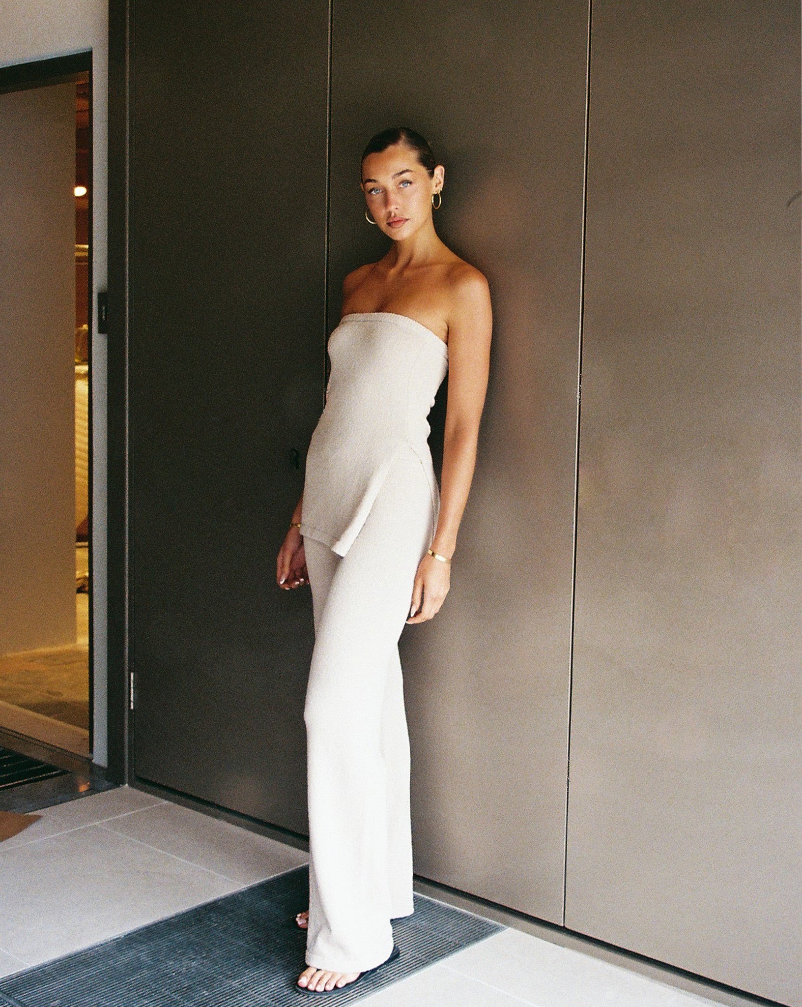 Juno Knit Pants Sand Cropped