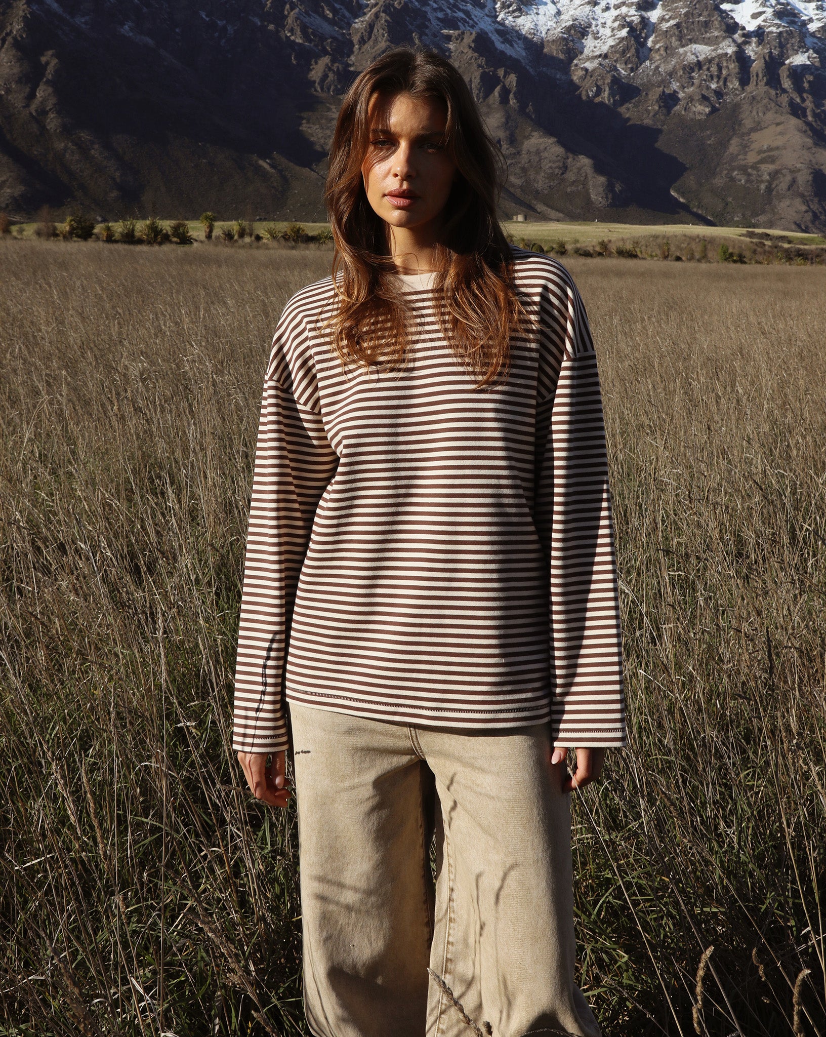 Milan Long Sleeve Top Coffee/Cream