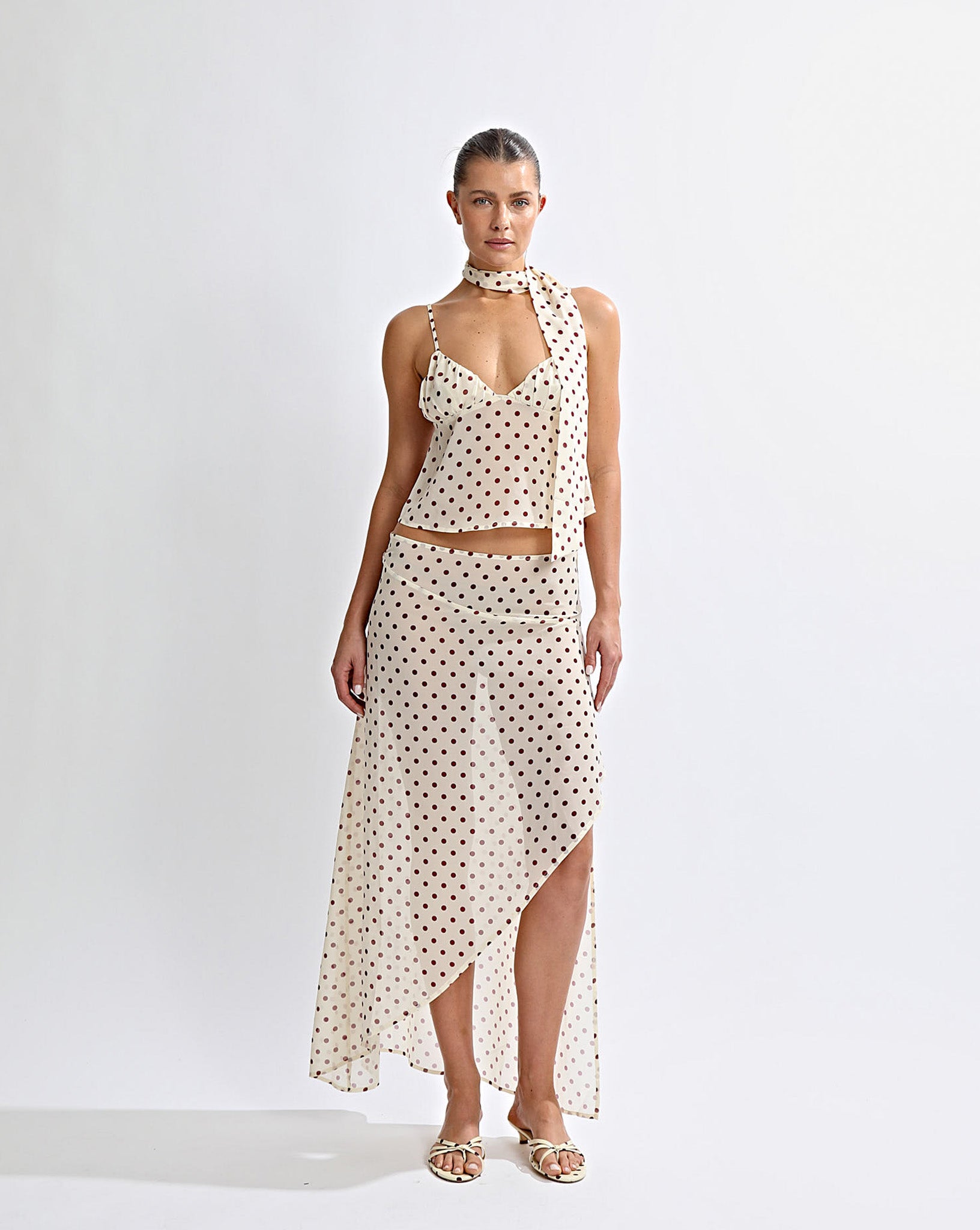 Adriana Top Yellow Polka