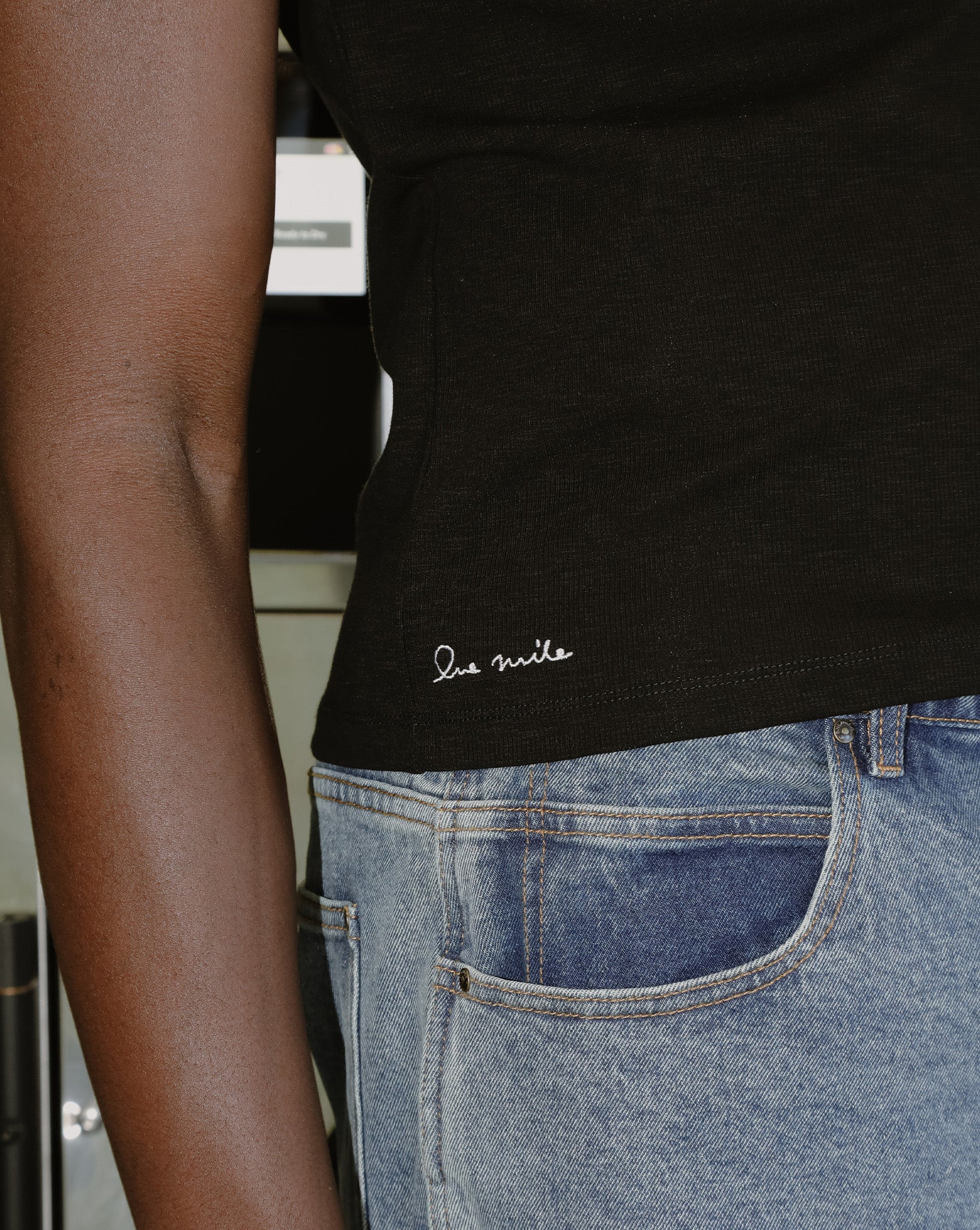 Elijah Rib Tank Black