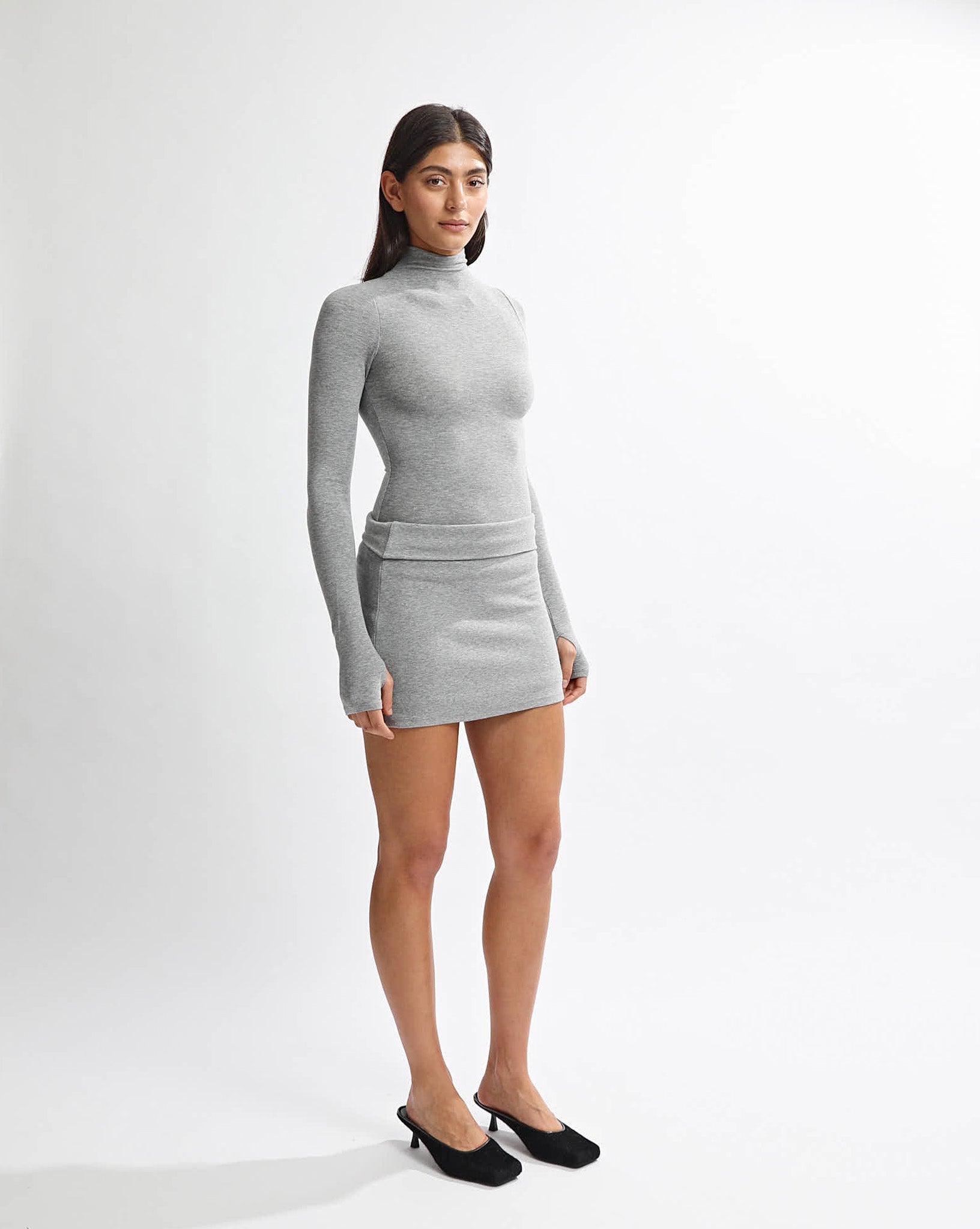 Amelia Long Sleeve Top Grey Marl