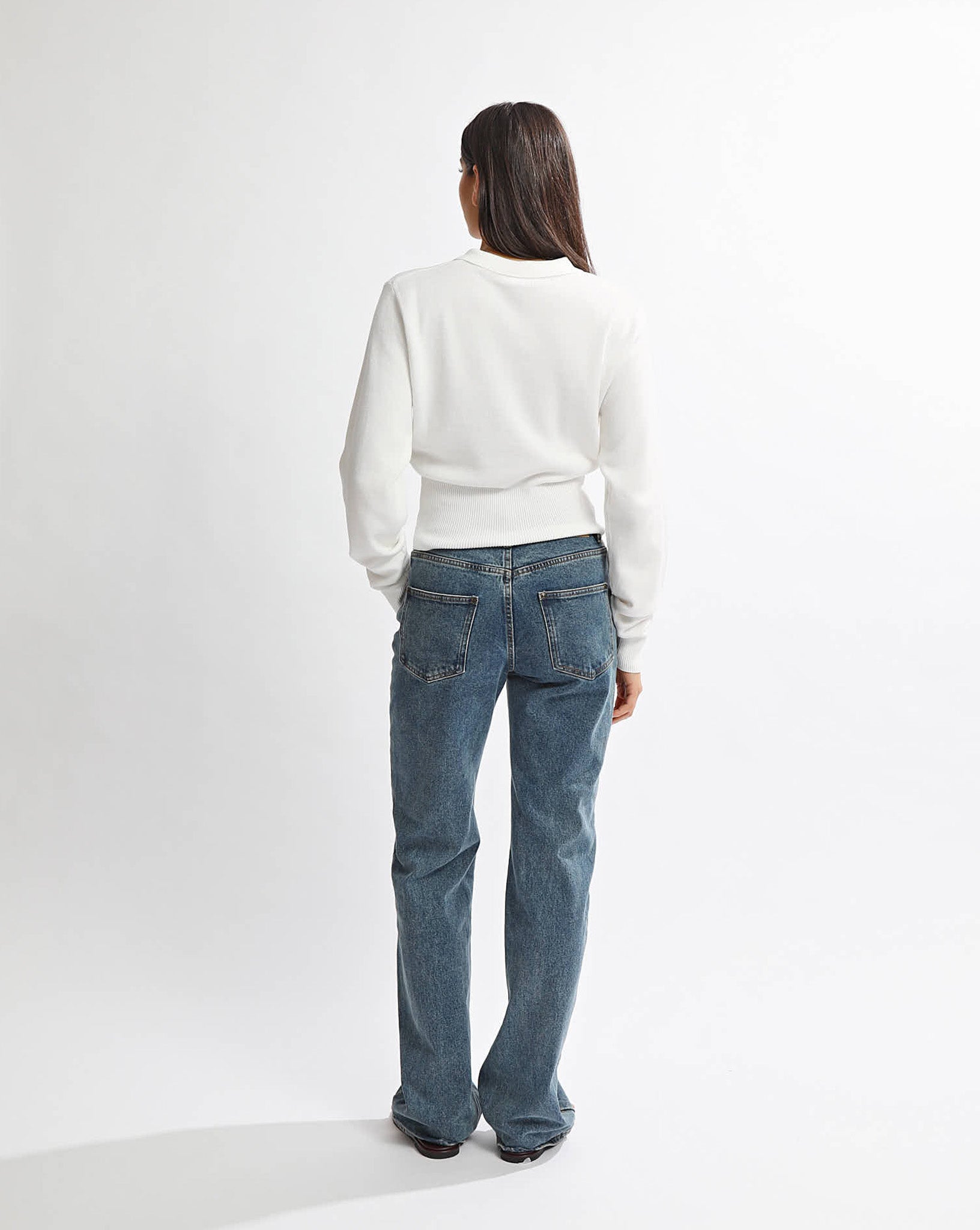 Blaire Knit Long Sleeve Top White