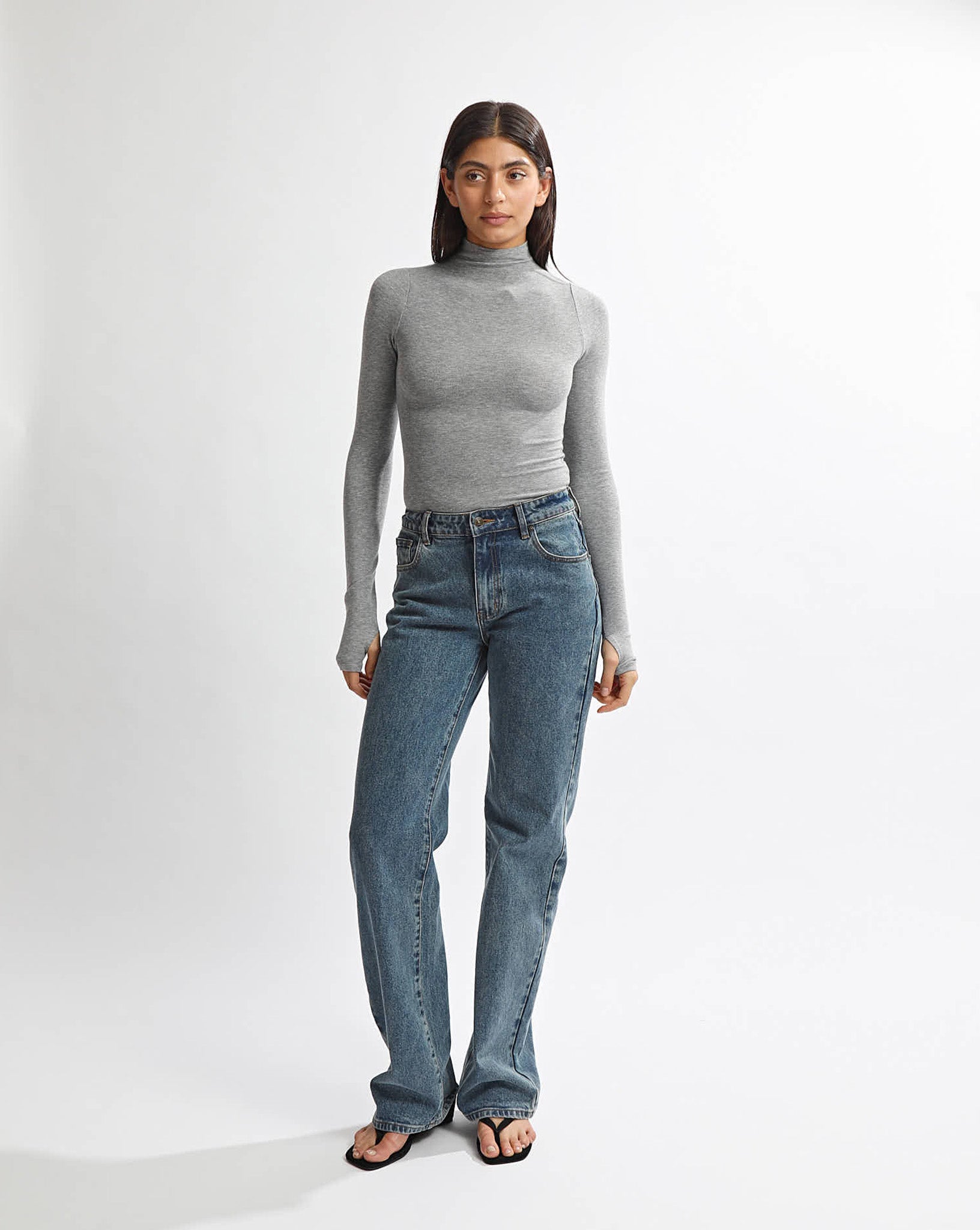 Amelia Long Sleeve Top Grey Marl