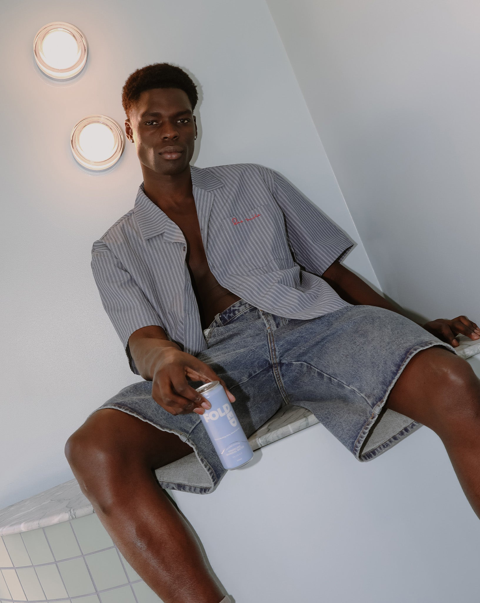 Theo Short Sleeve Shirt Steel Stripe