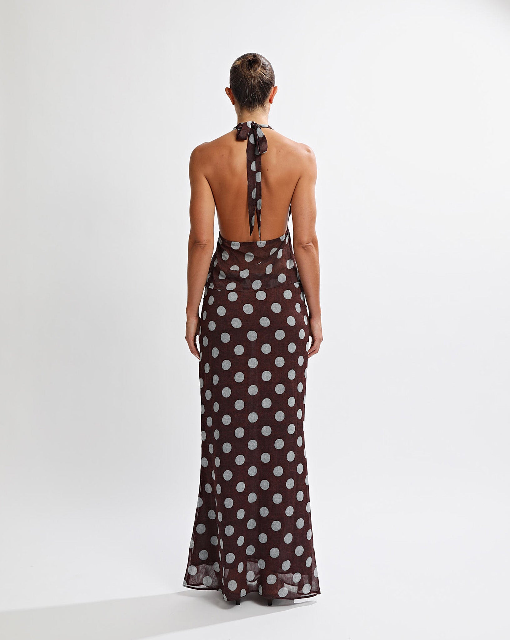 Suri Halter Top Brown/Blue Polka