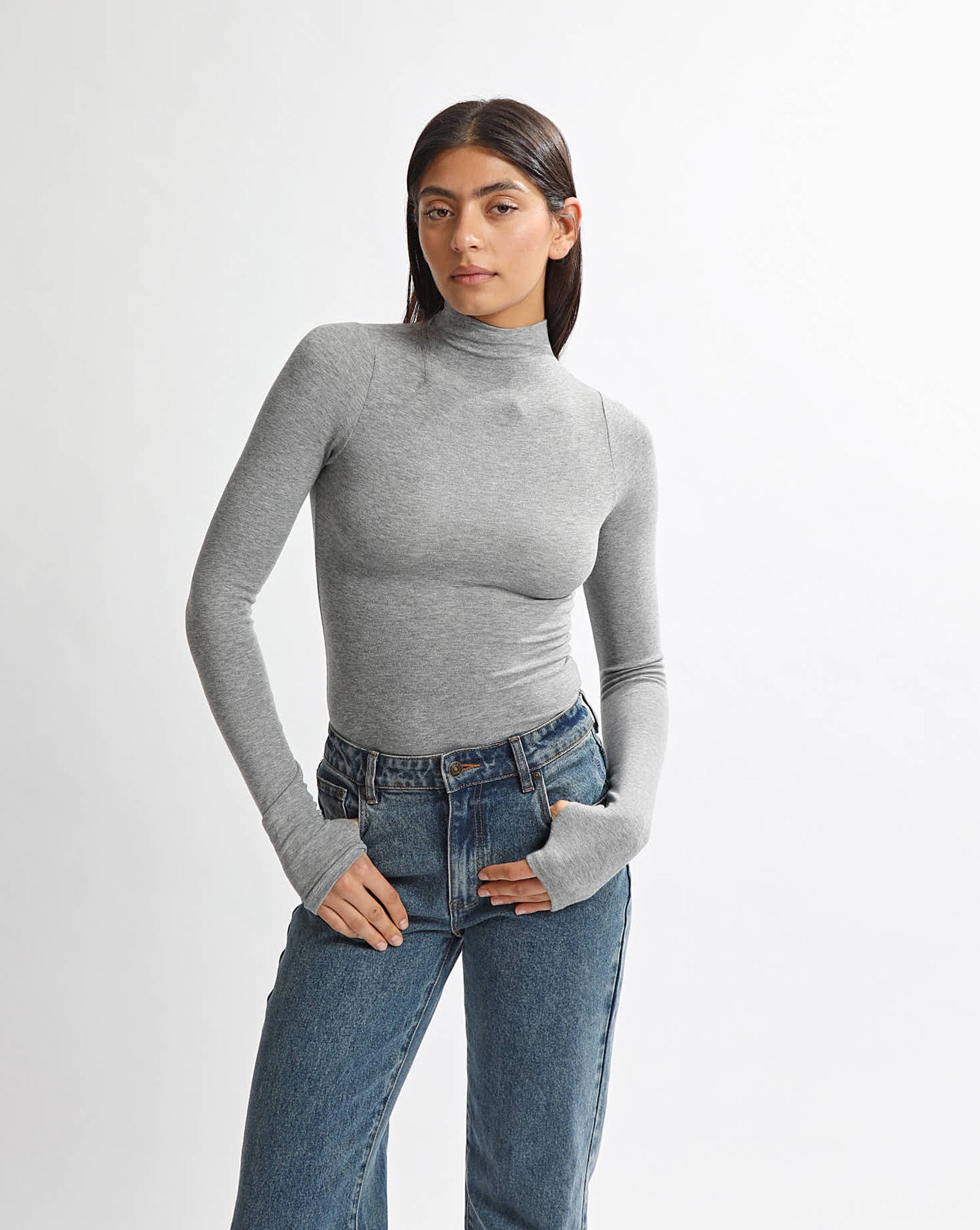 Amelia Long Sleeve Top Grey Marl