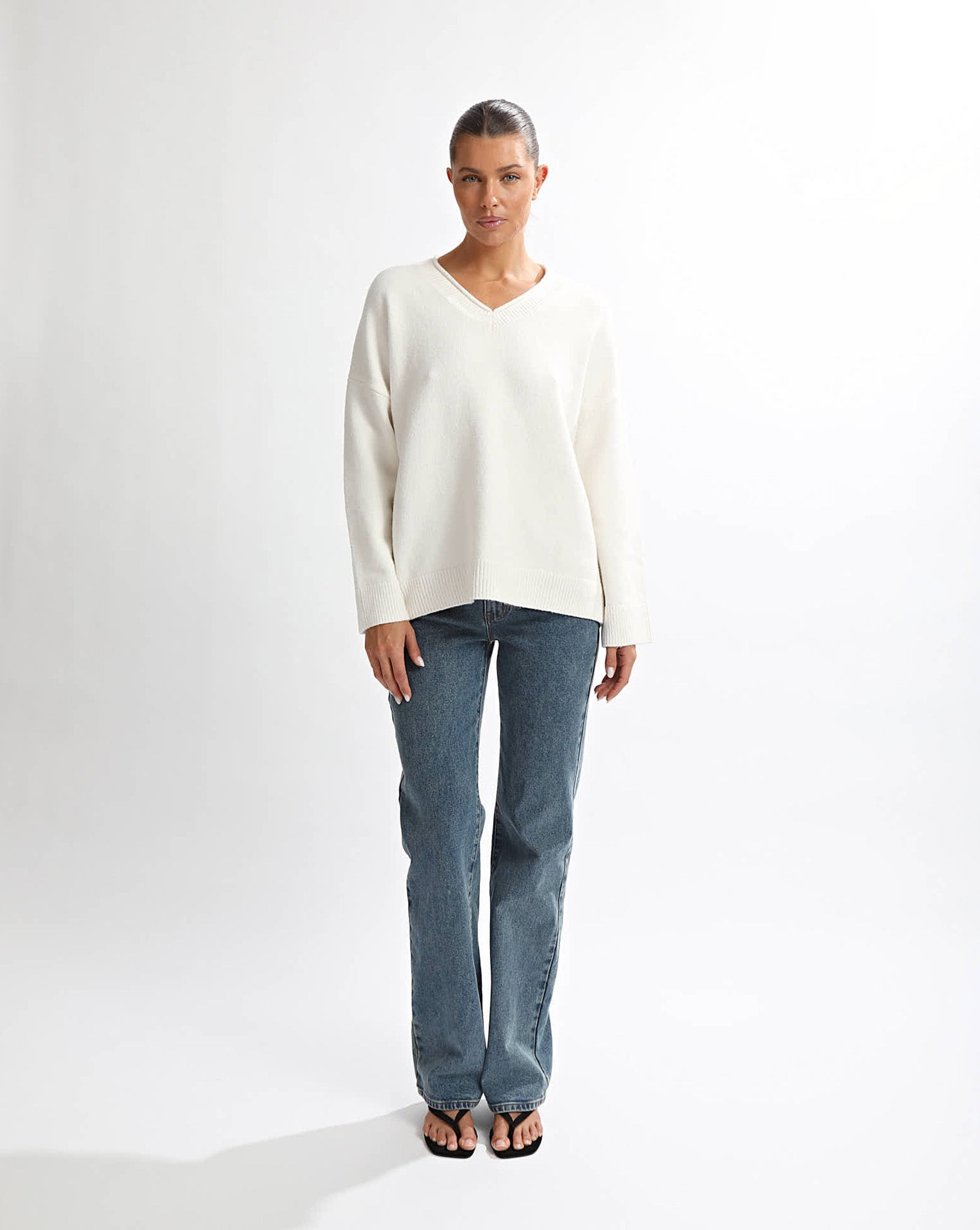 Lenny V Neck Jumper Cream