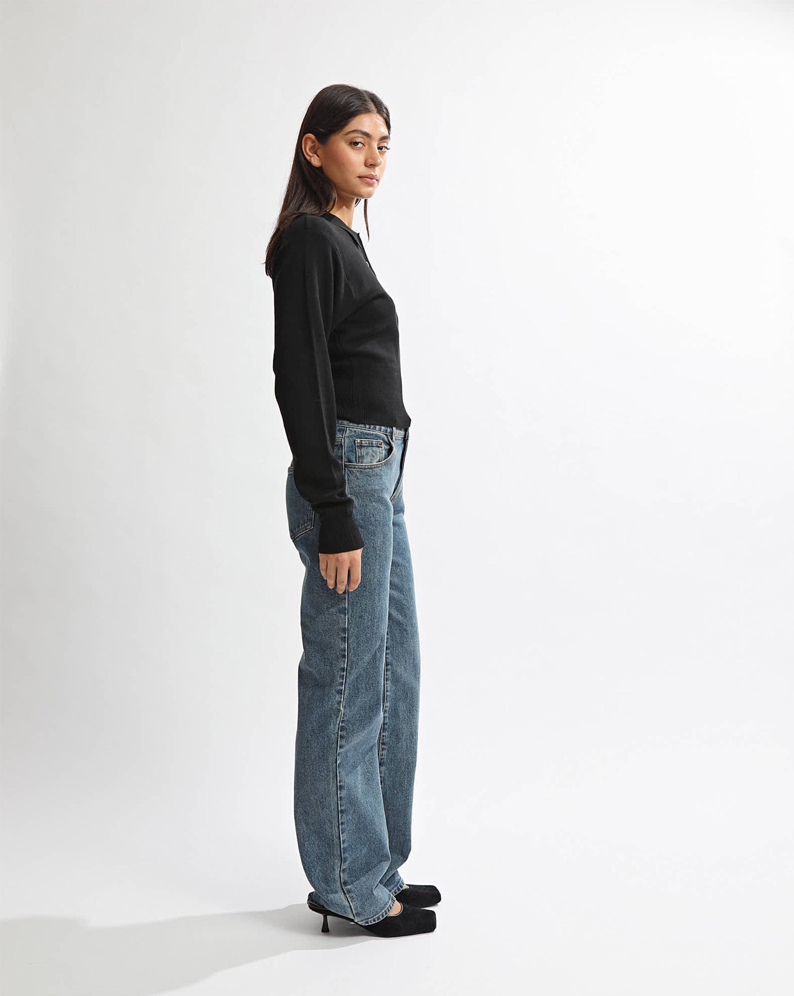 Blaire Knit Long Sleeve Top Black