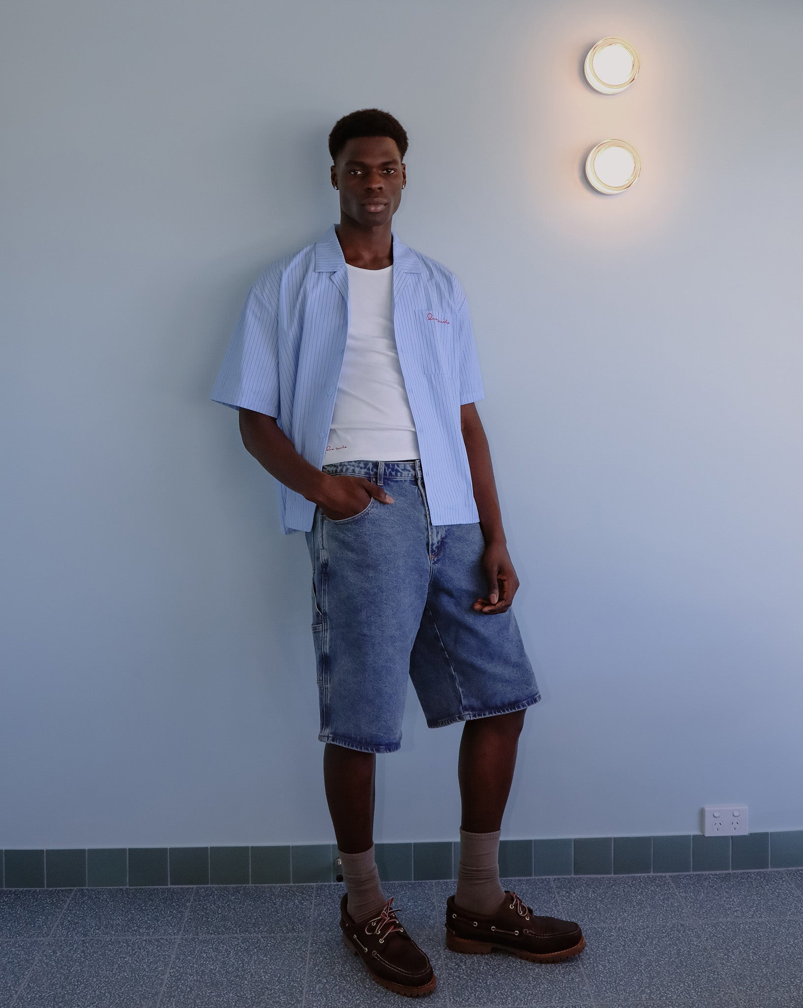 Theo Short Sleeve Shirt Blue Stripe