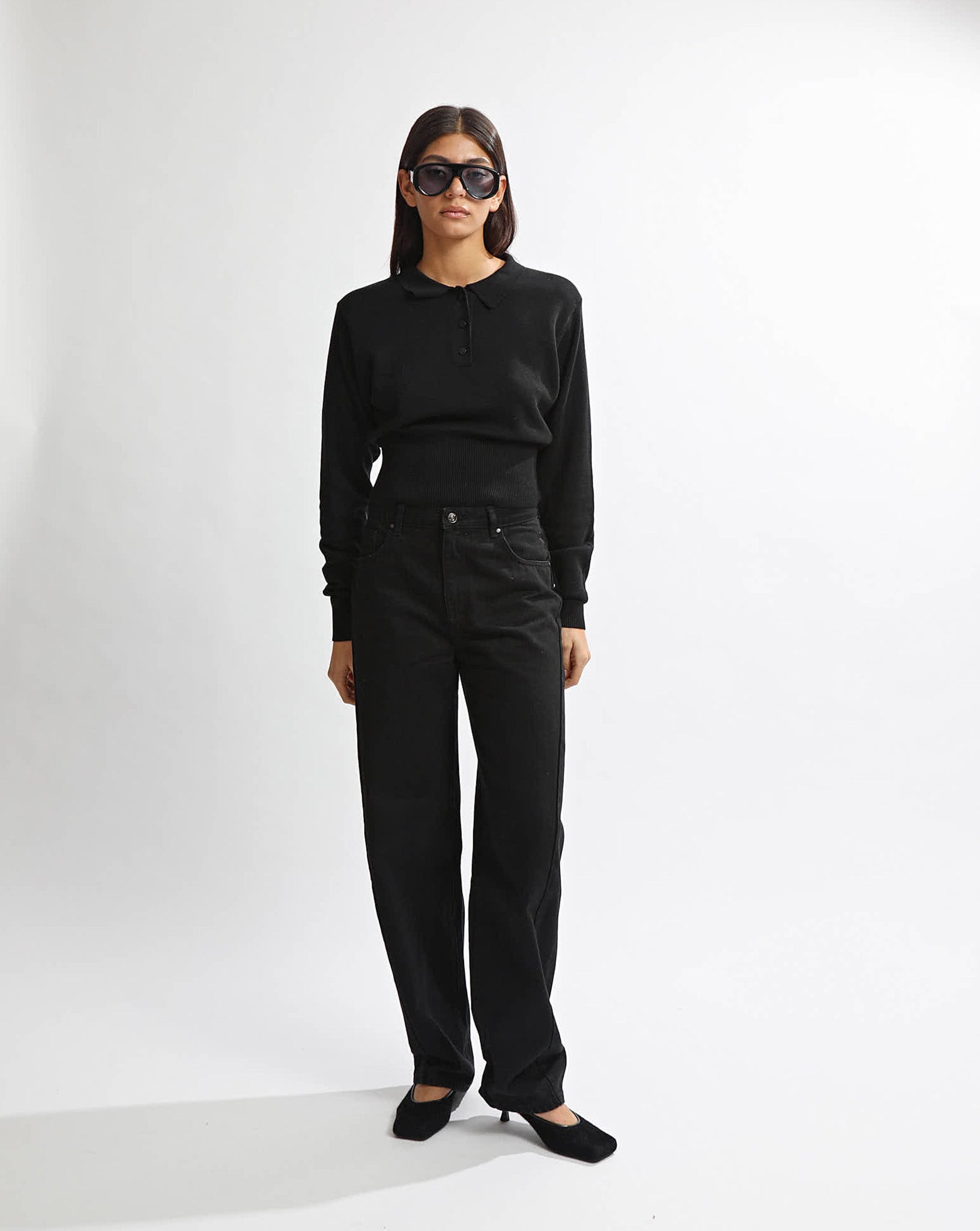 Blaire Knit Long Sleeve Top Black