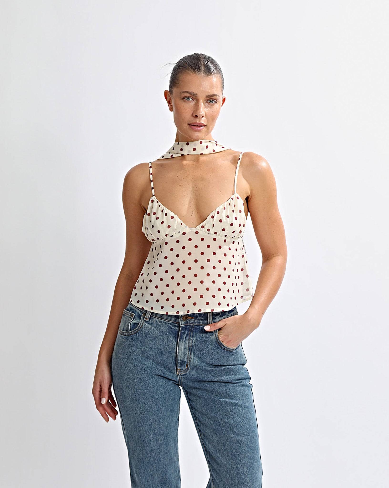 Adriana Top Yellow Polka