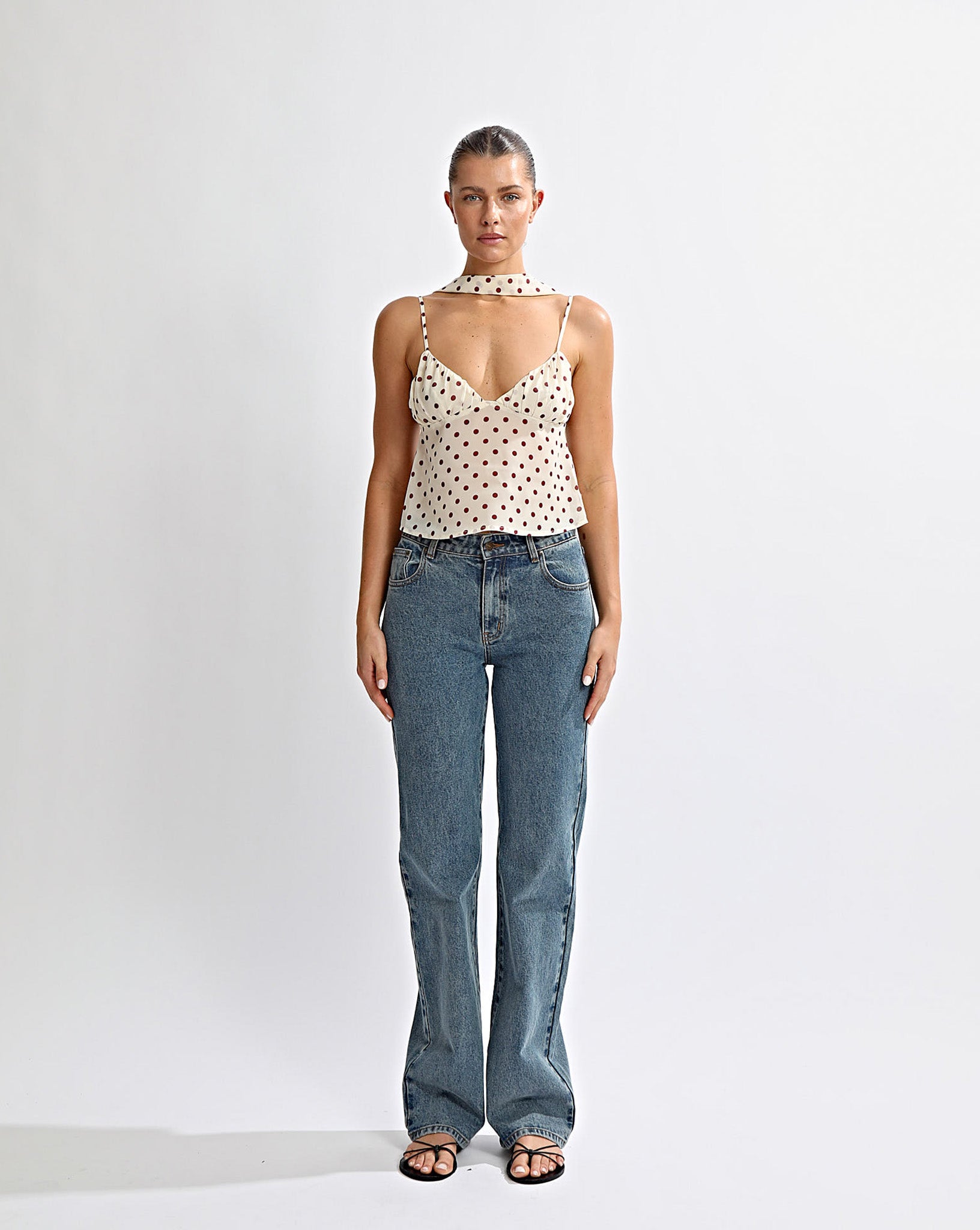Adriana Top Yellow Polka